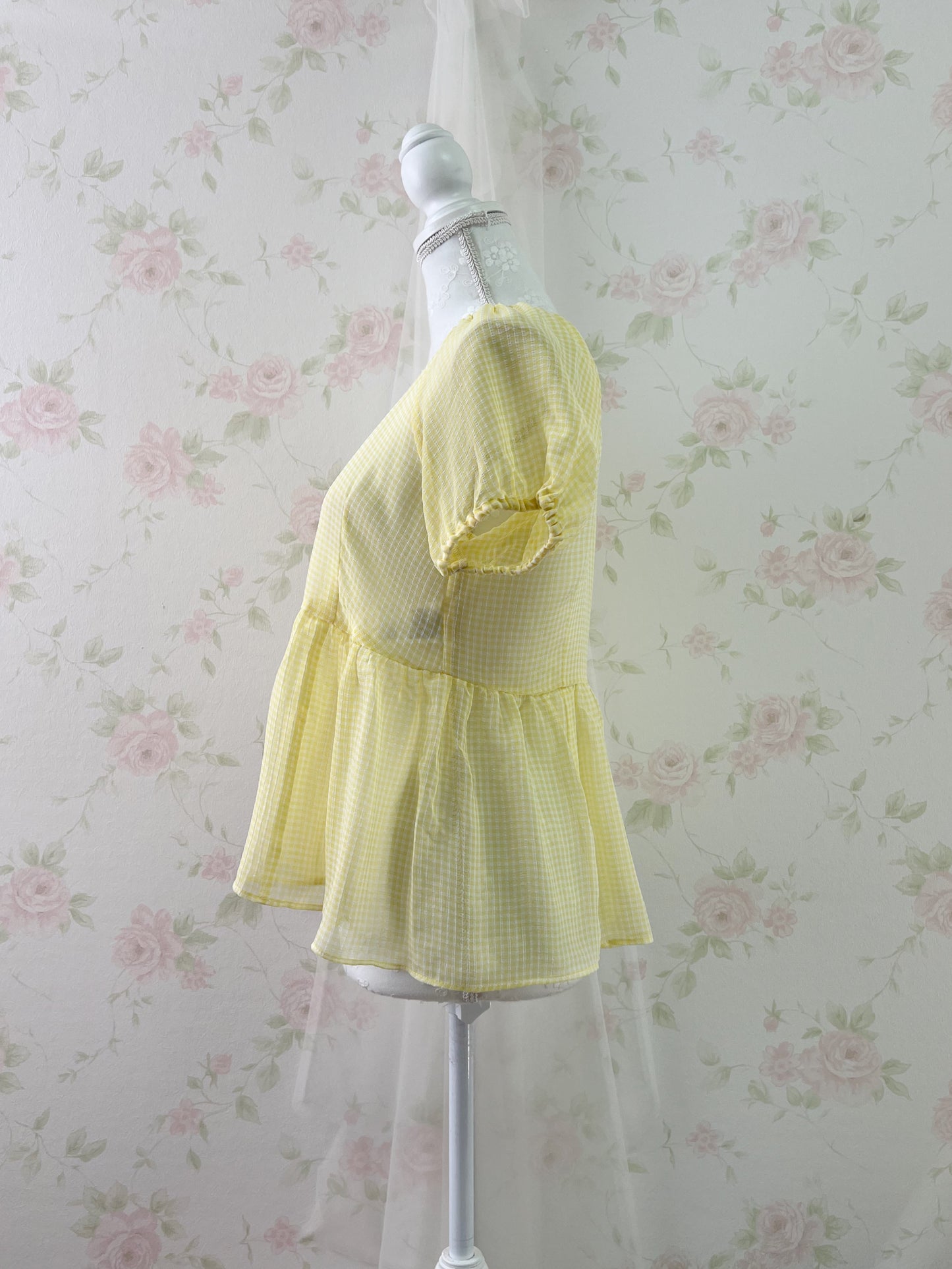 earth music&ecology Checked Peplum Top
