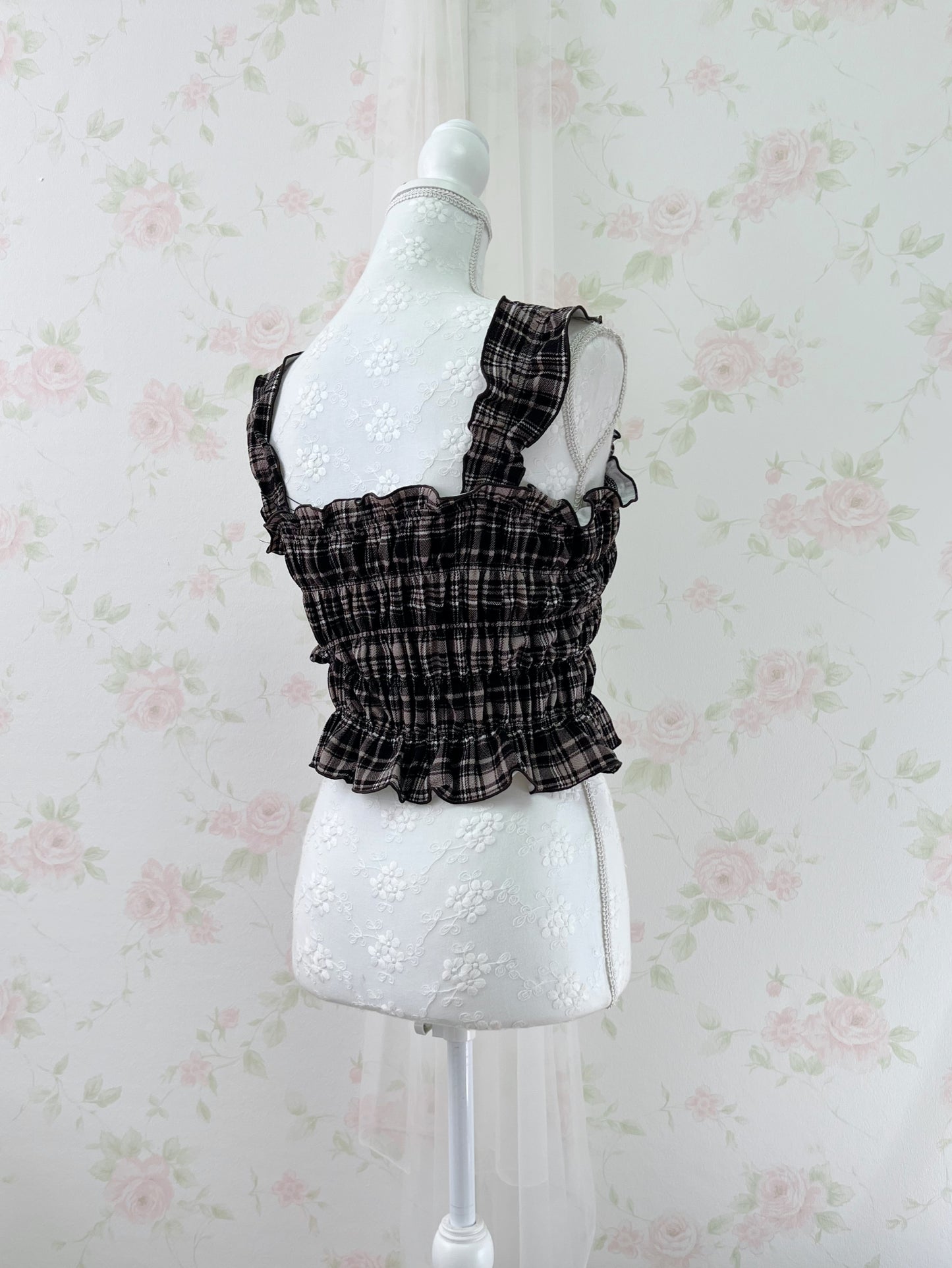 Olive des Olive Checked Double Bow Top (Strawberry Chocolate)