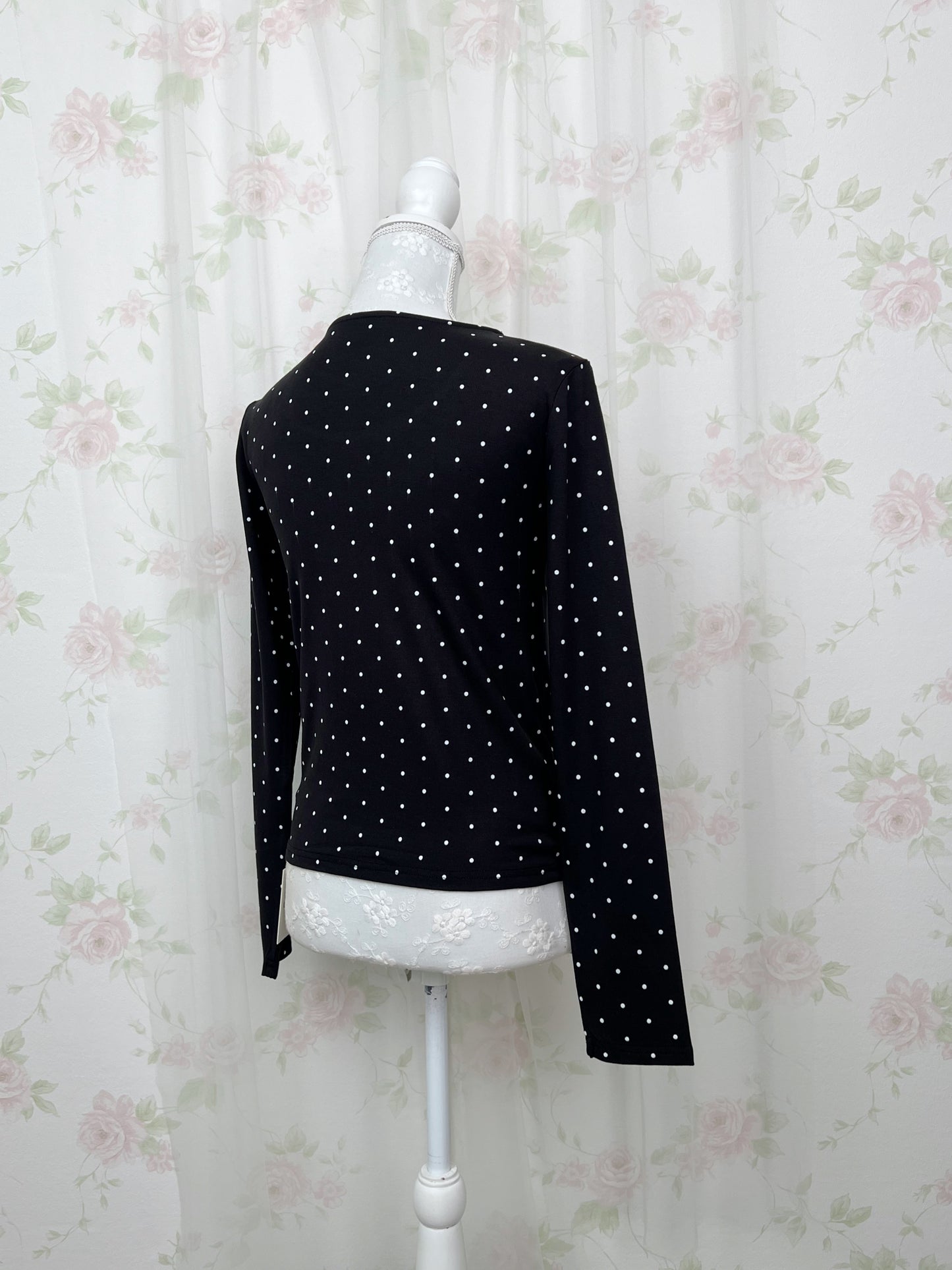 Polka Dot Halter Neck Top (Black)