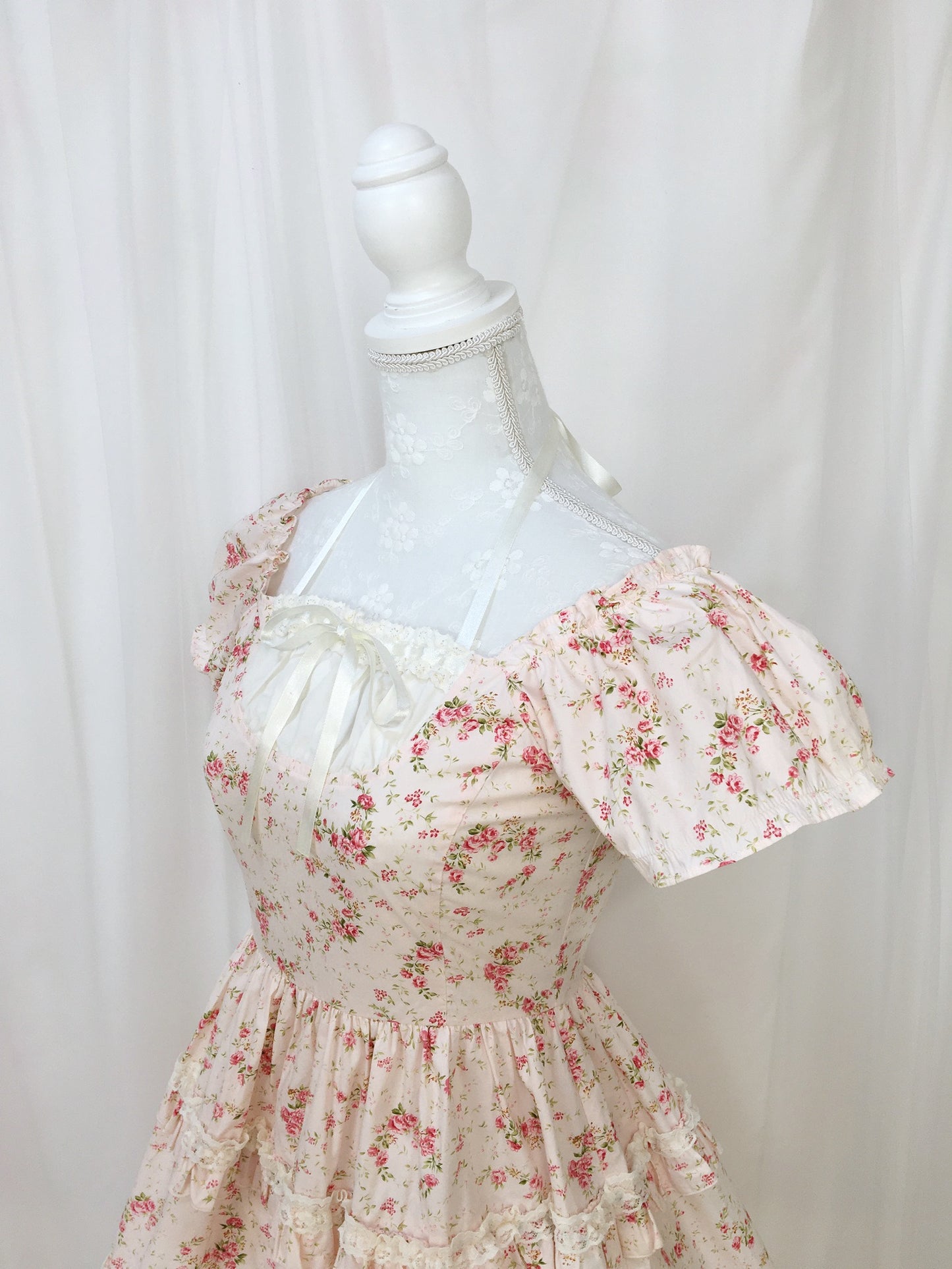 Princess Floral Cotton Halter Neck Dress