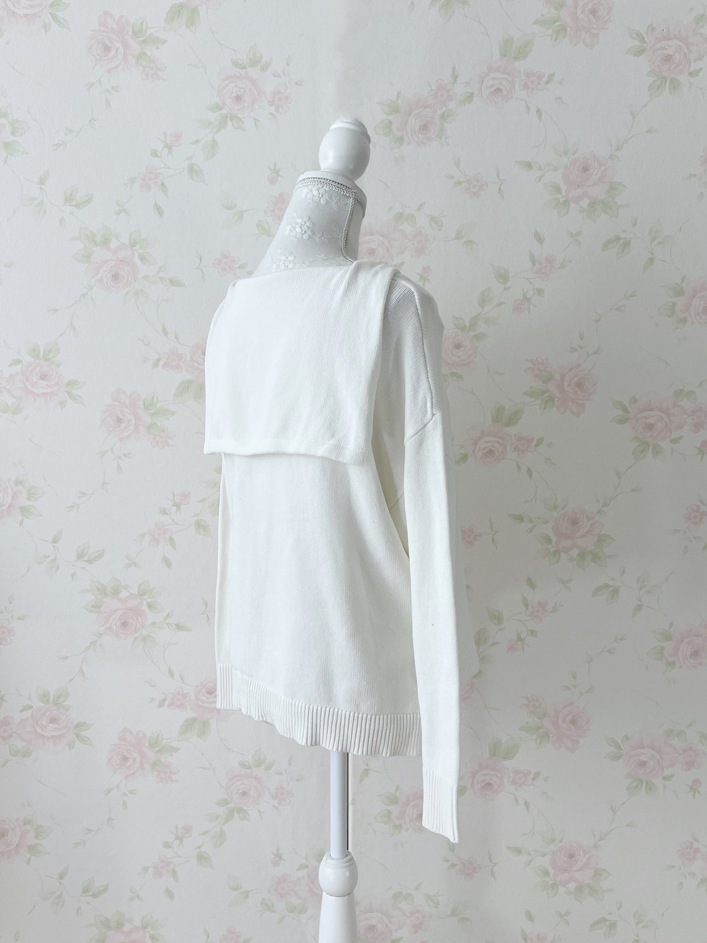 Aqua Girl Sailor Collar Cotton Top (White)