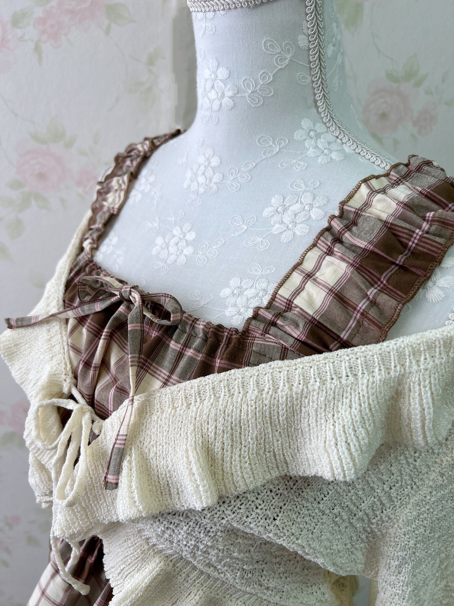 GRL Strawberry Chocolate Checked Girly Top