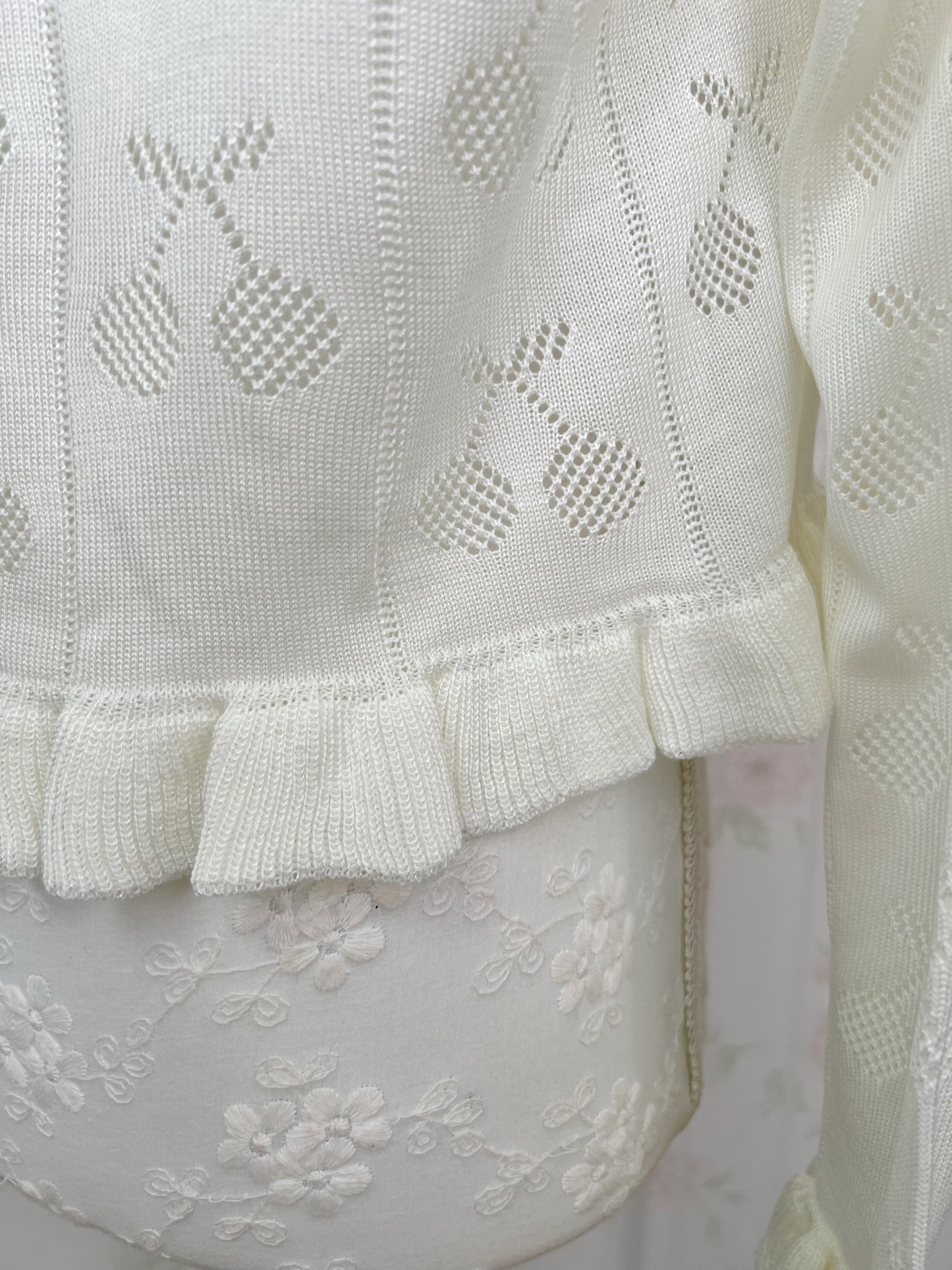 Cherry Ruffled Cardigan (Ivory)