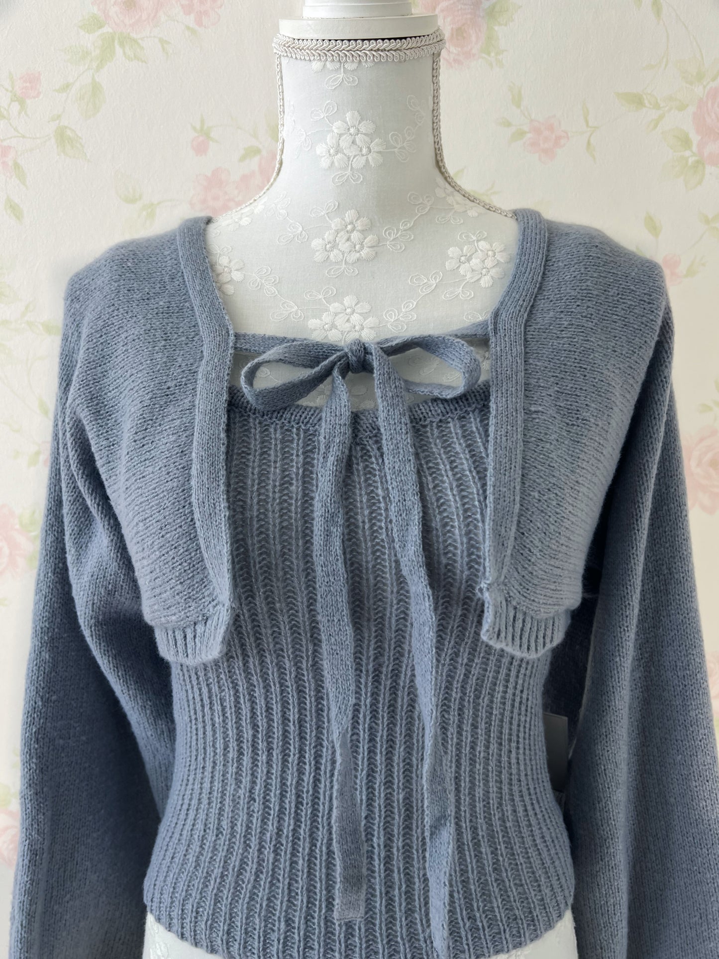 GRL Camisole Cardigan Set (Blue)