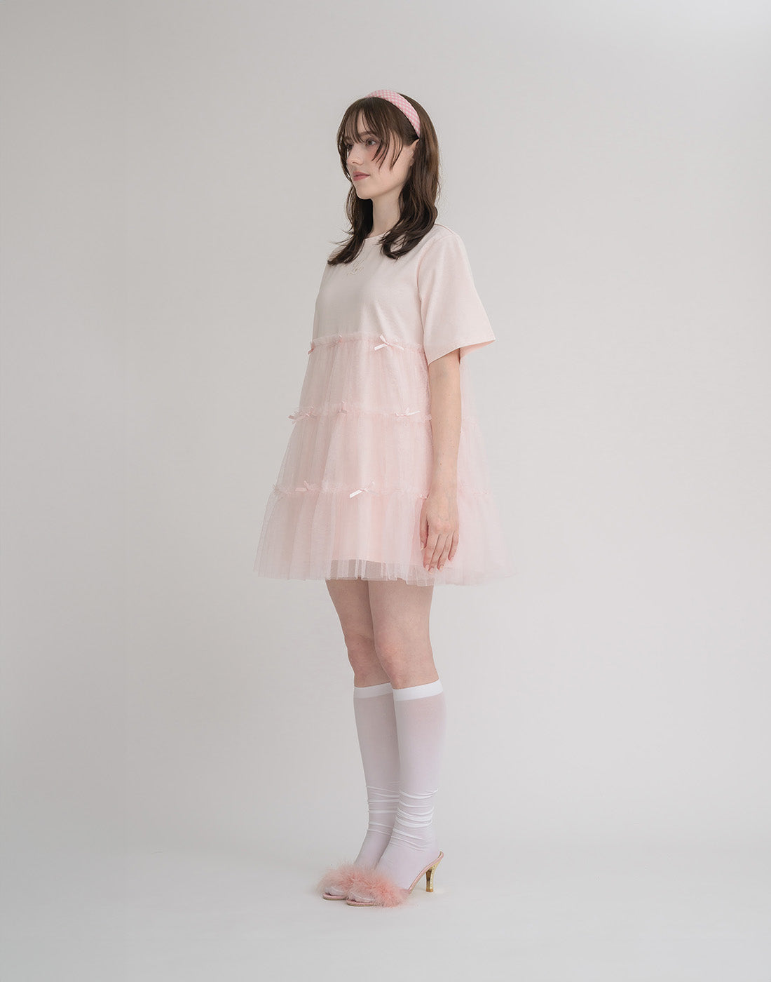 Lolime Tulle tiered cut sew mini dress