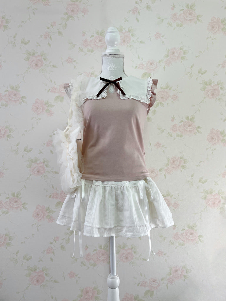 GRL Cotton Side String Skirt (White)