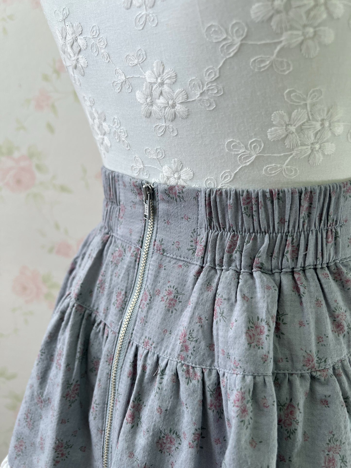 Ank Rouge Petite Floral Skirt (Blue)