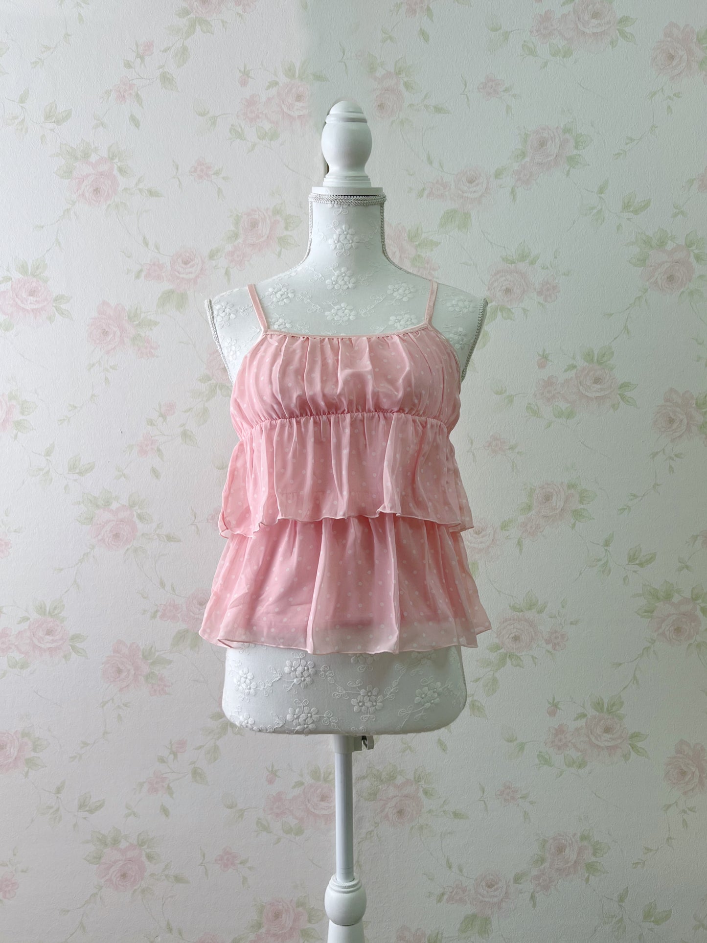 Polka Dot Tiered Camisole (Pink)