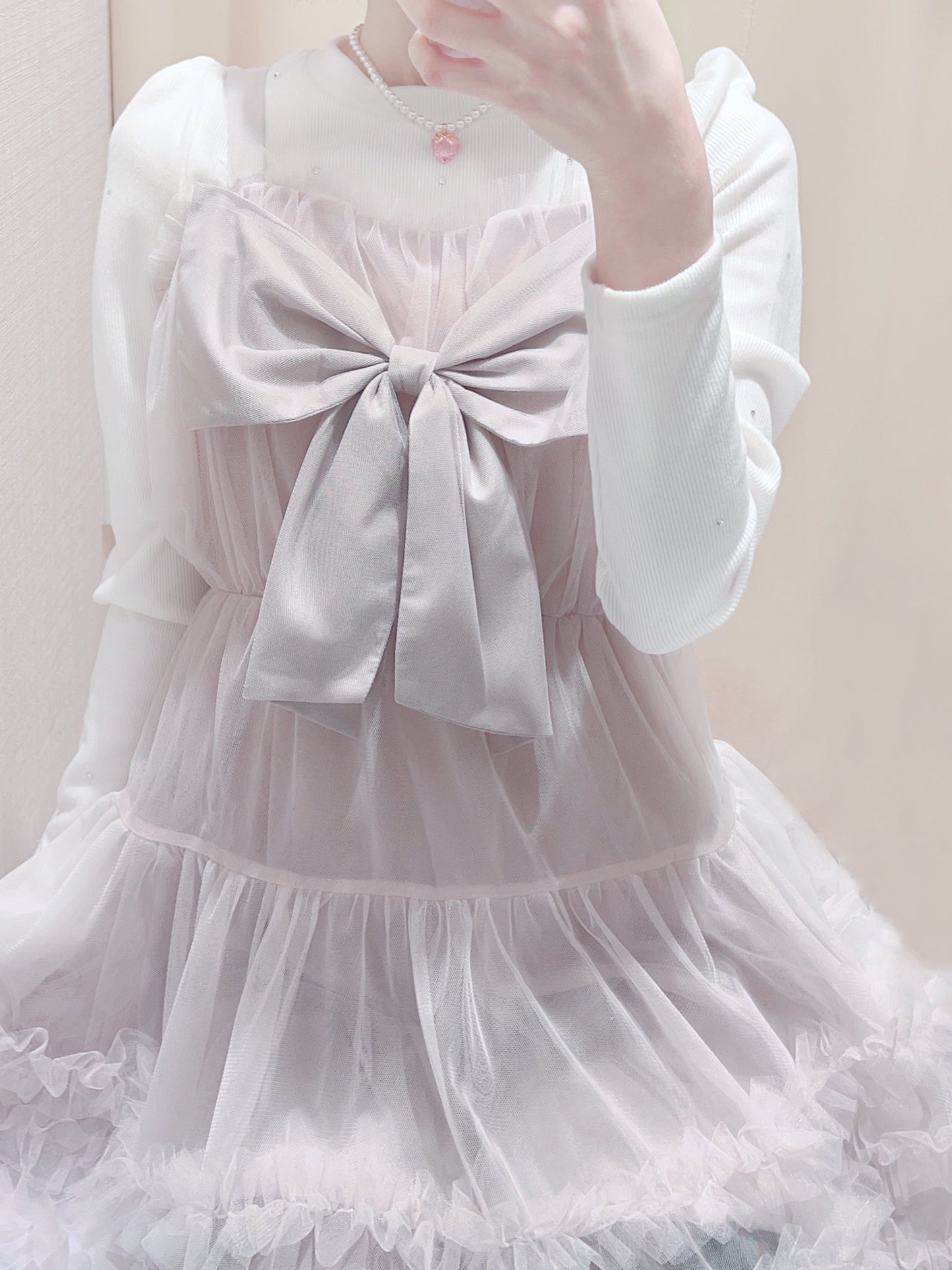 Sweet Prism Heart Pearl Necklace