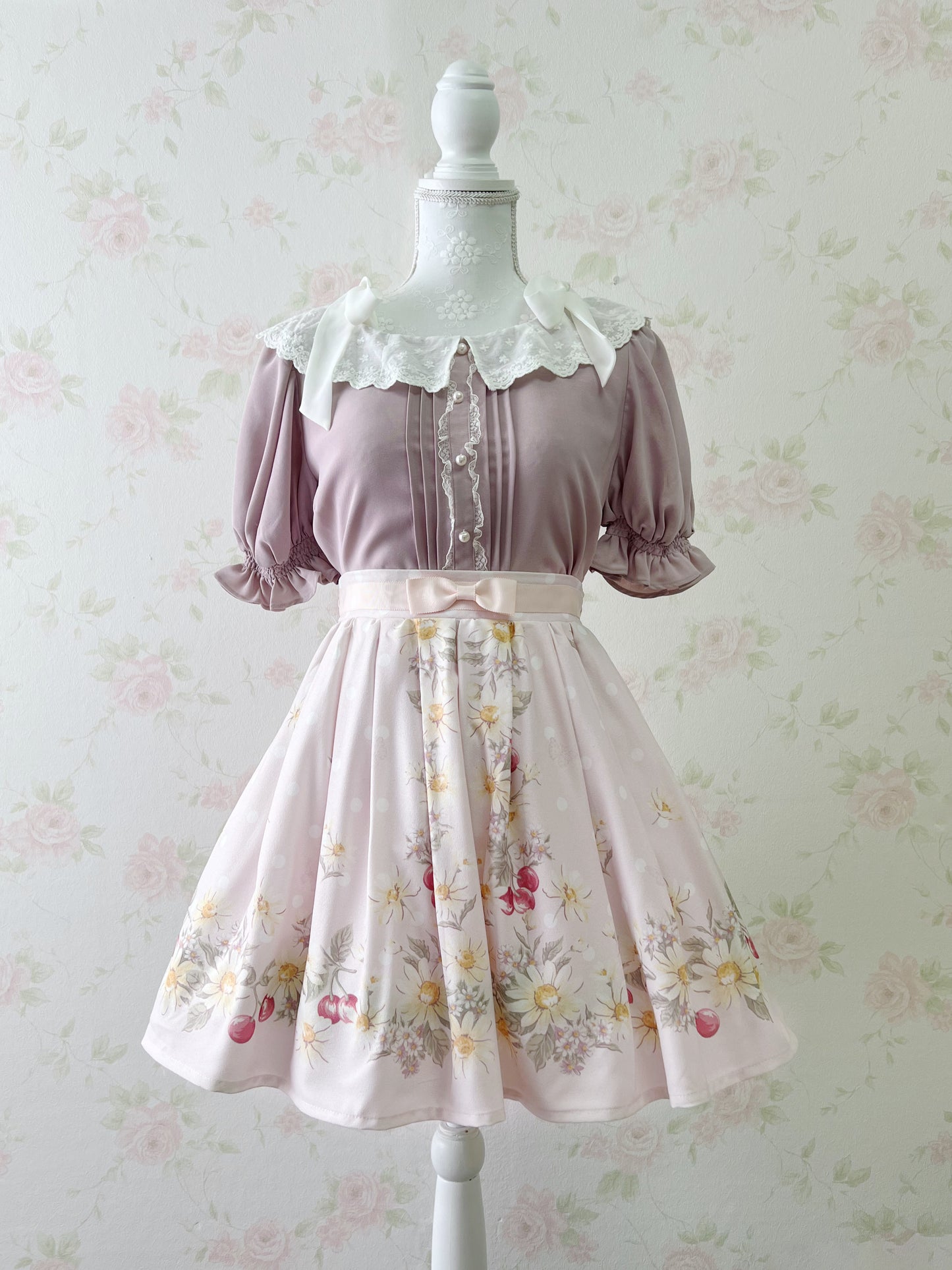LIZ LISA Margaret Cherry Skirt (Pink)