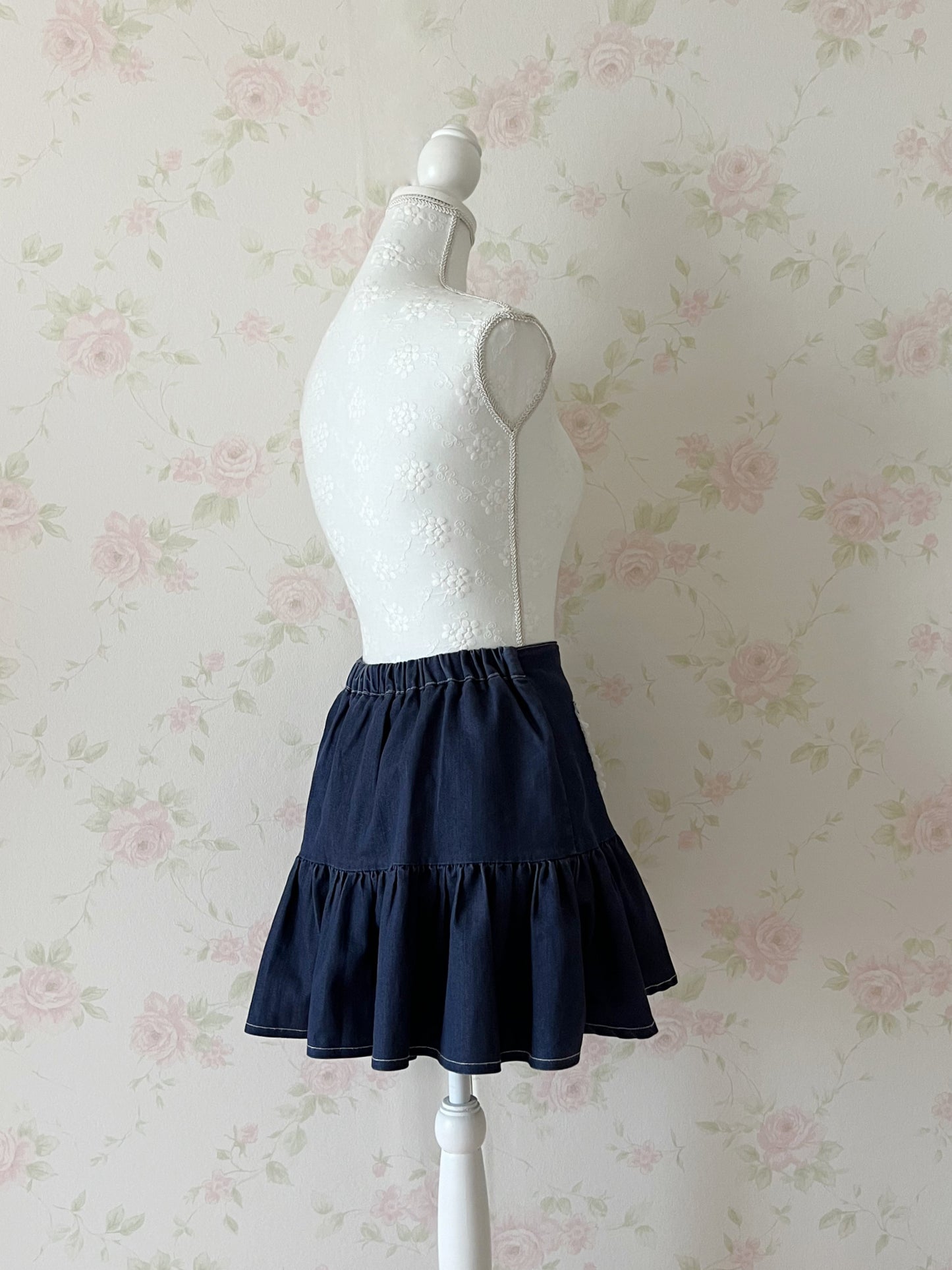 by LOVEiT Heart Button Denim Skirt