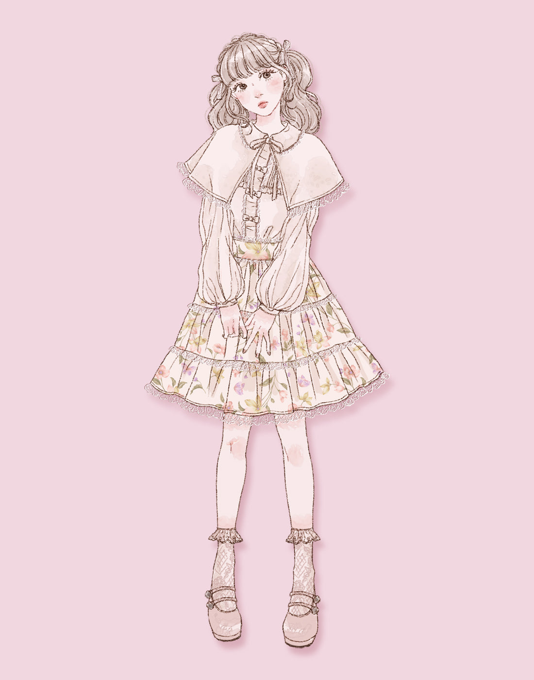 mellfy memory Dreamy mini ribbon cape Blouse