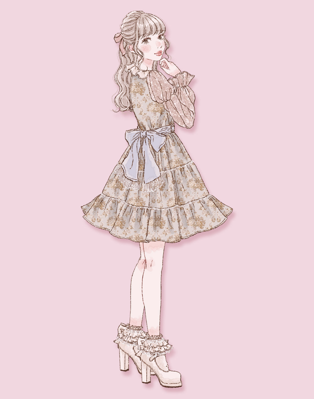 (October Delivery) mellfy memory Princess Rococo Rose Dress