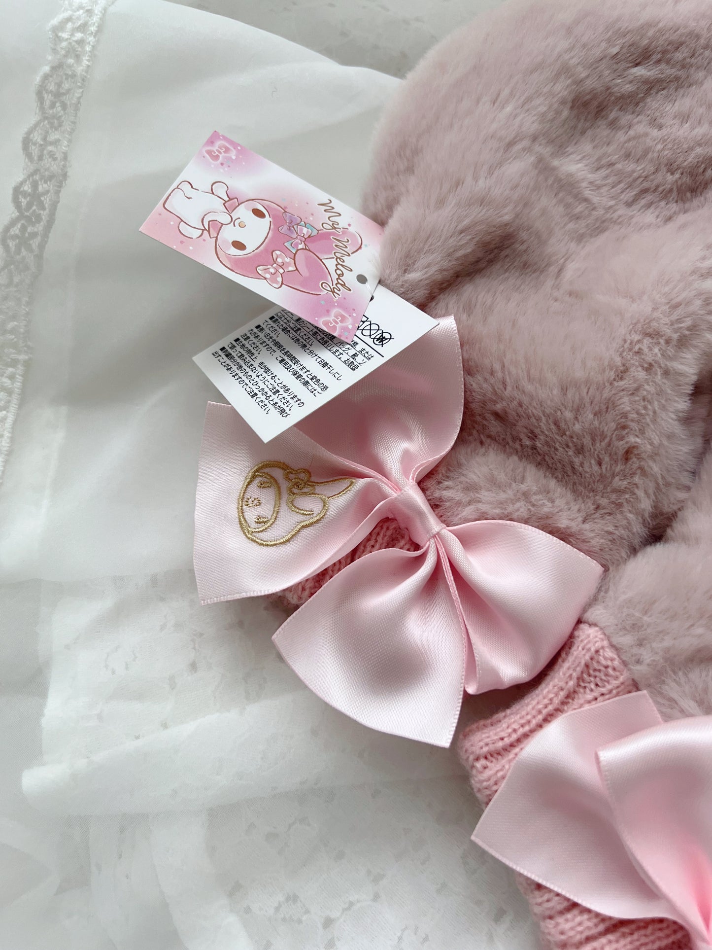 My Melody Mitten Eco Fur Satin Bow Gloves