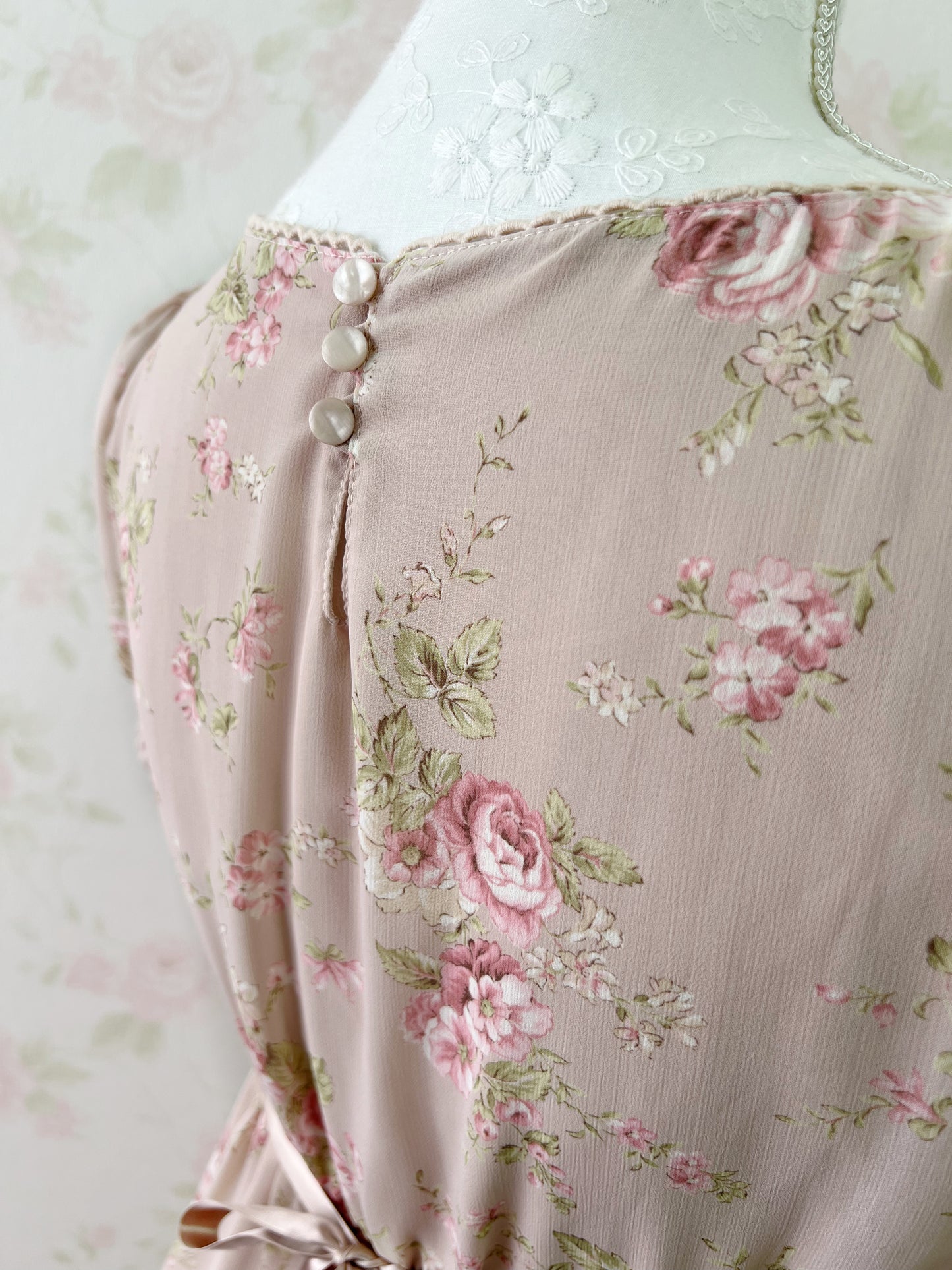 L’EST ROSE Princess Puff Sleeved Chiffon Dress (Pink)