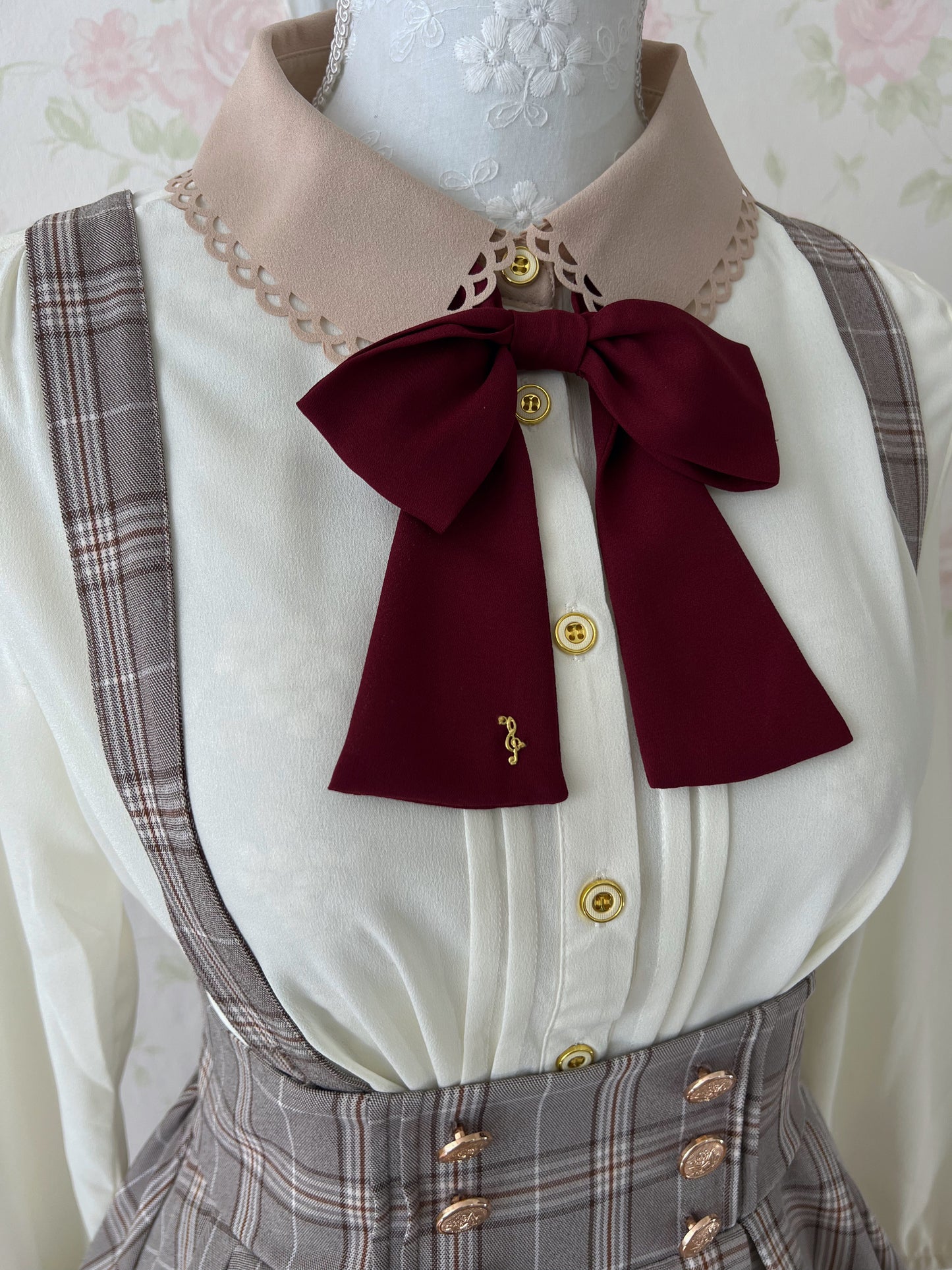 Arrow Treble Clef Charm Bow Blouse