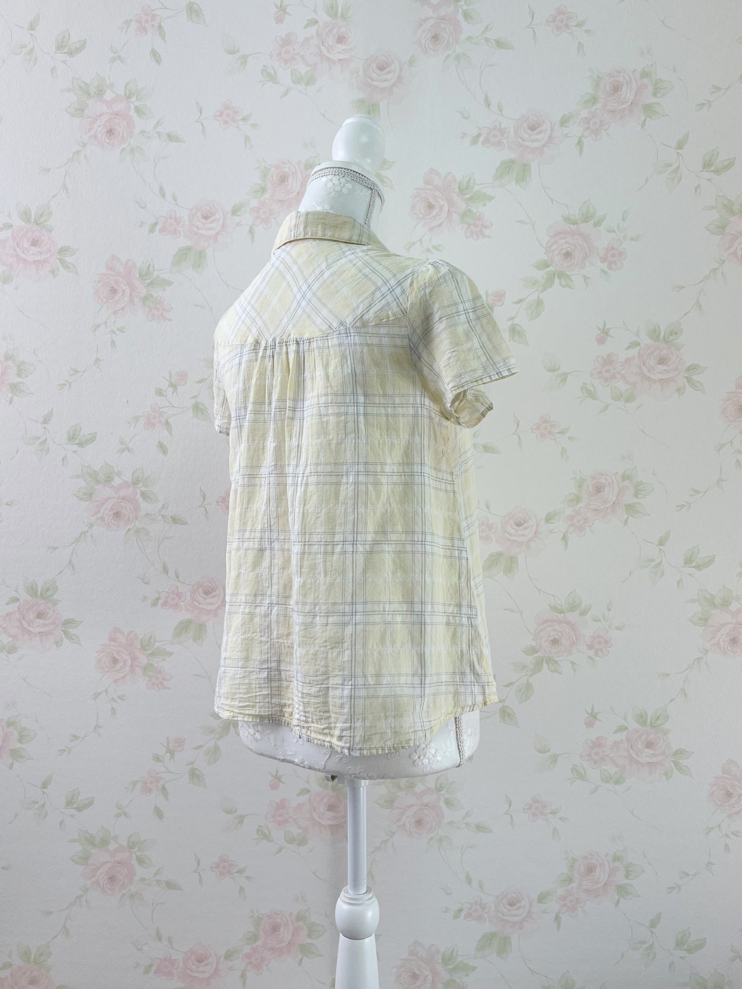 earth music&ecology Checked Cotton Shirt (Baby yellow)