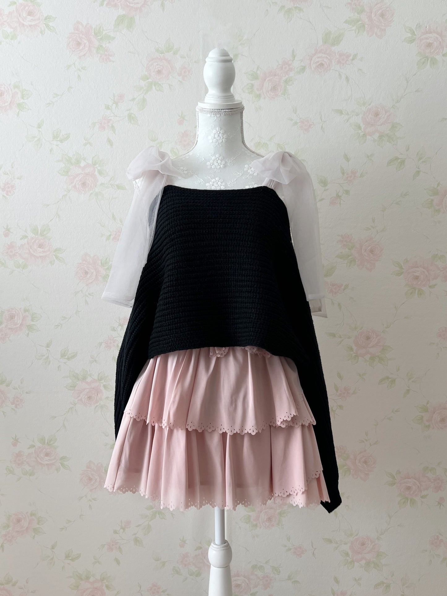 GRL Chiffon Bow Loose Sweater(Black)