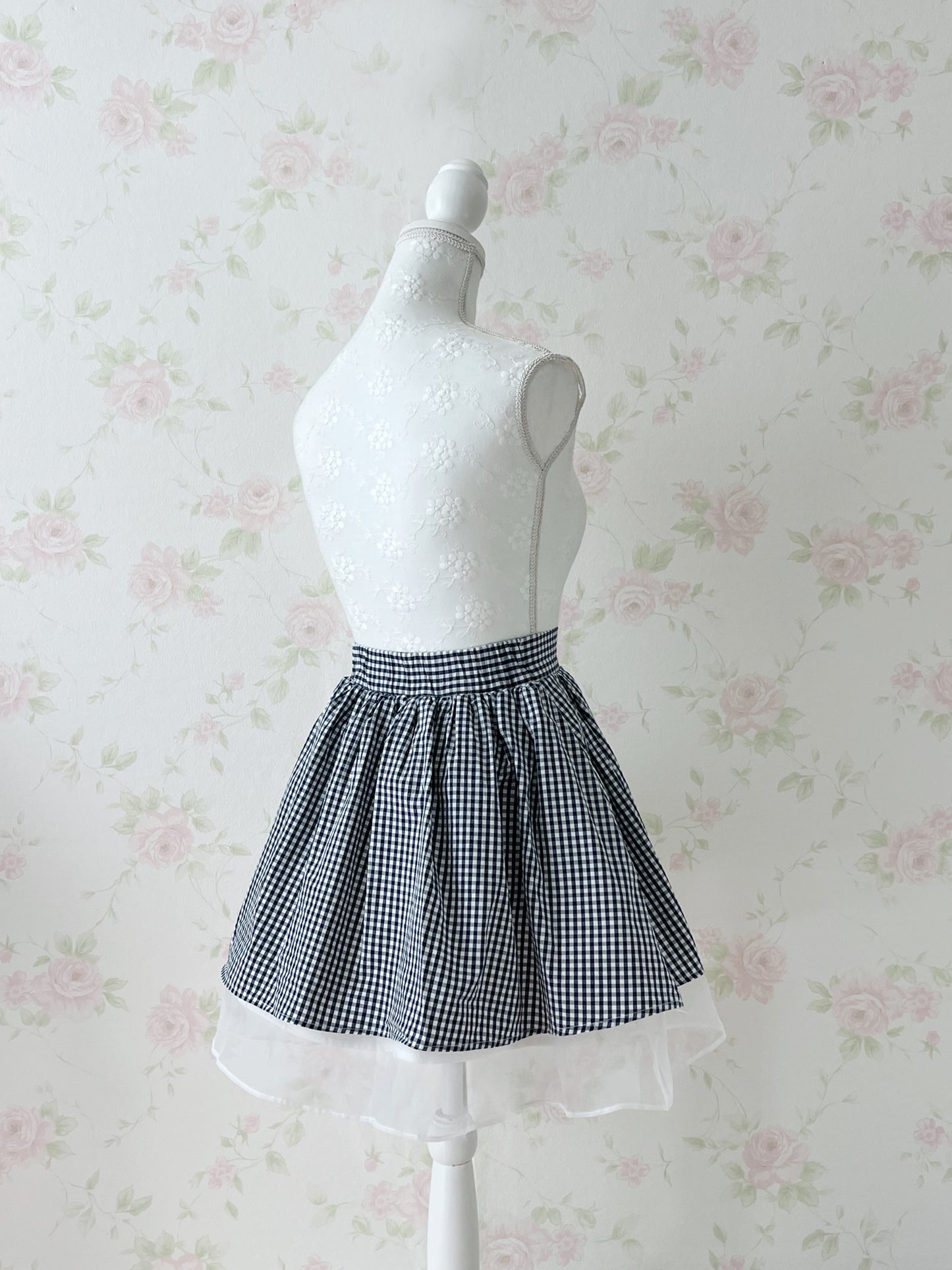 evelyn Checked Dolly Skirt (Black)