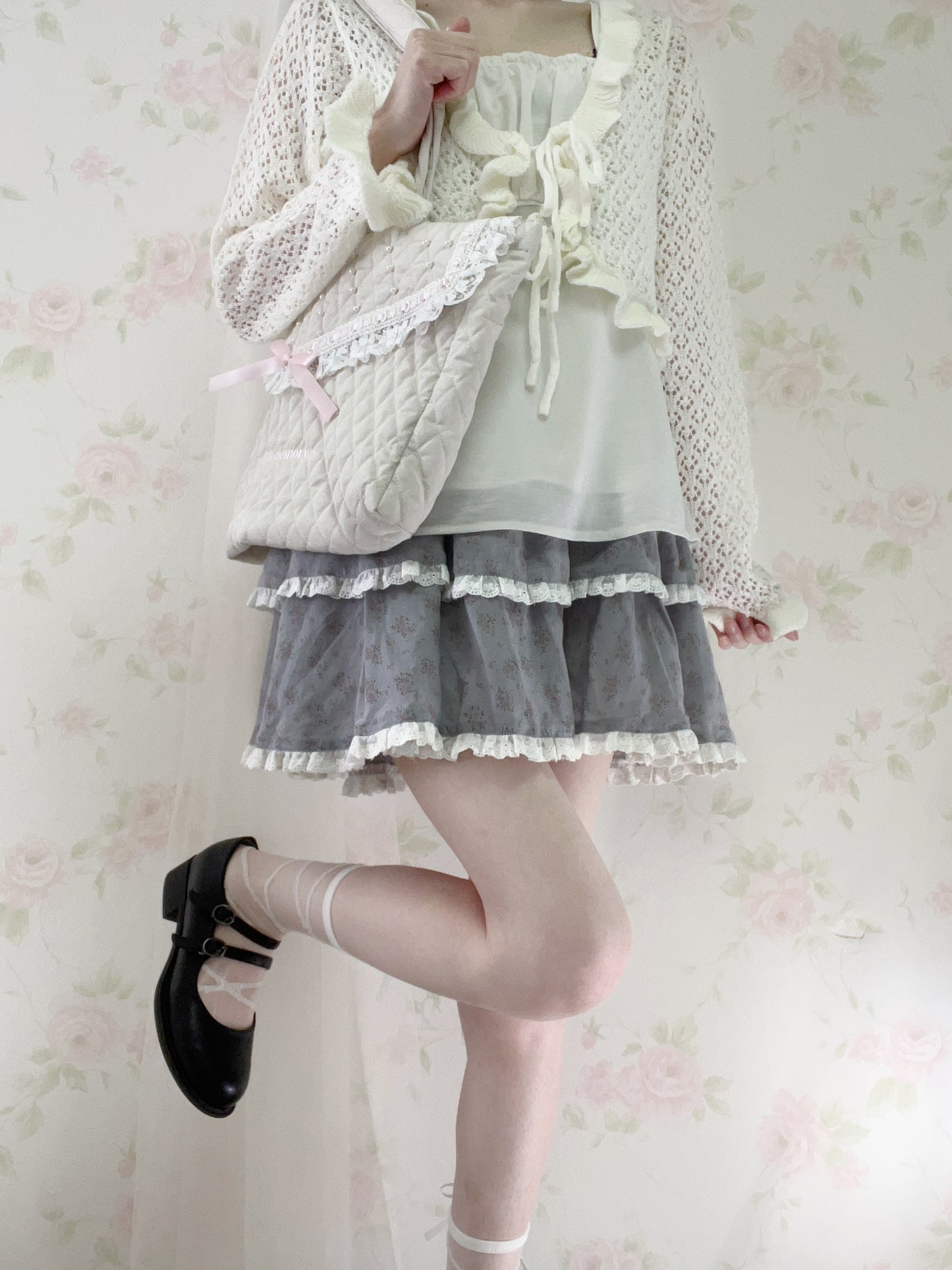 Ank Rouge Petite Floral Skirt (Blue)