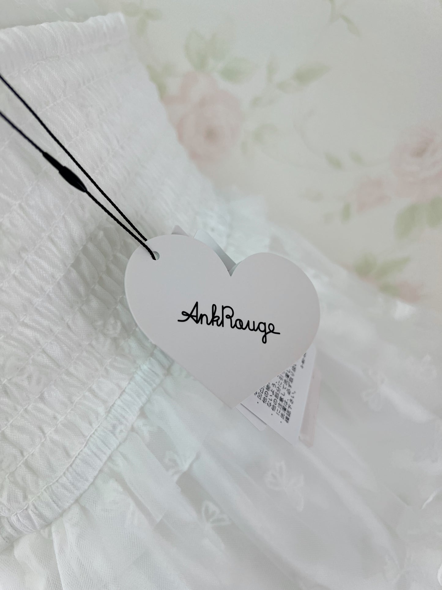 Ank Rouge Bow Patterned Pearl Strap Dress (Pure White)