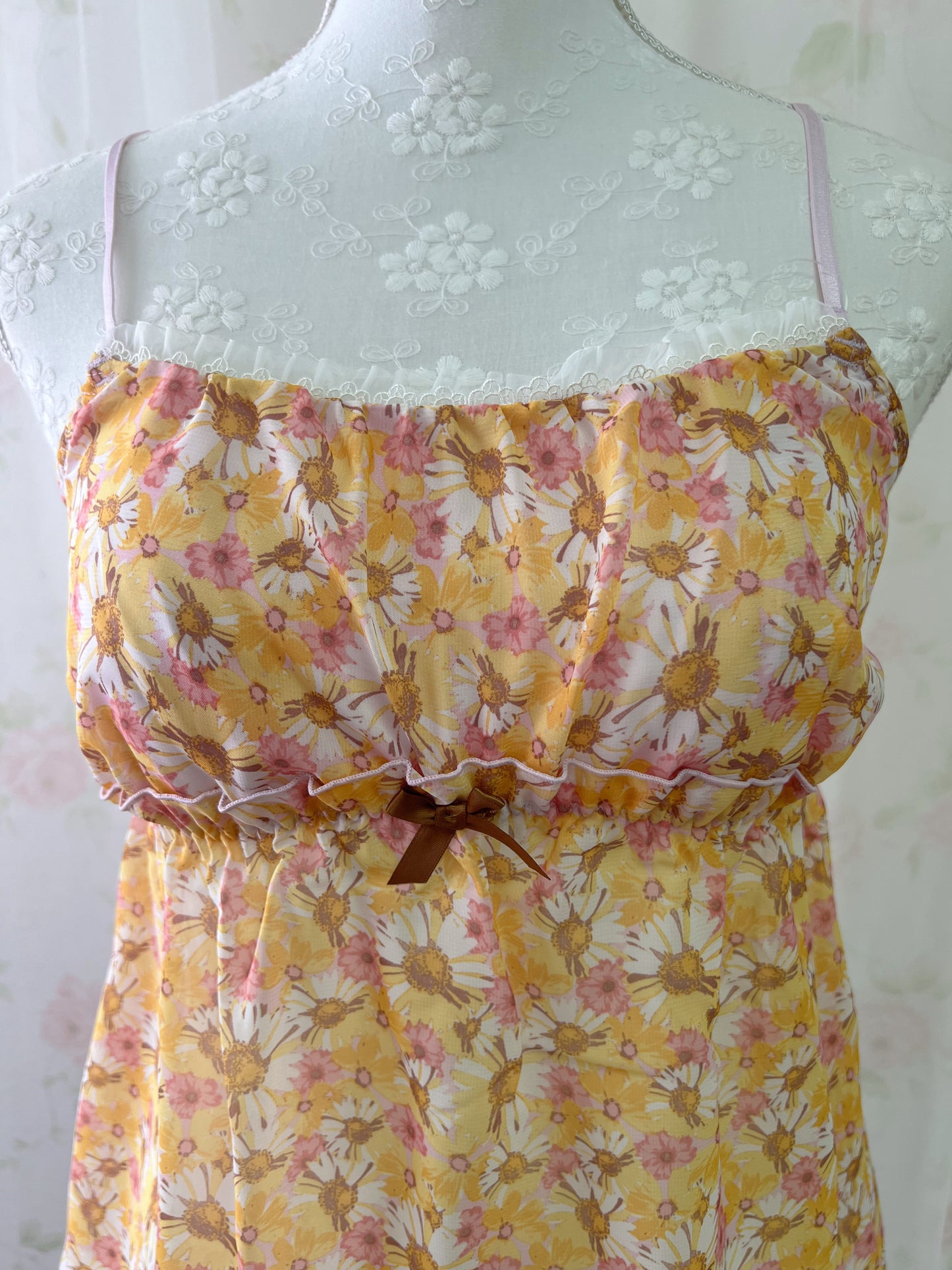 Floral Girly Lace Chiffon Camisole (Yellow)