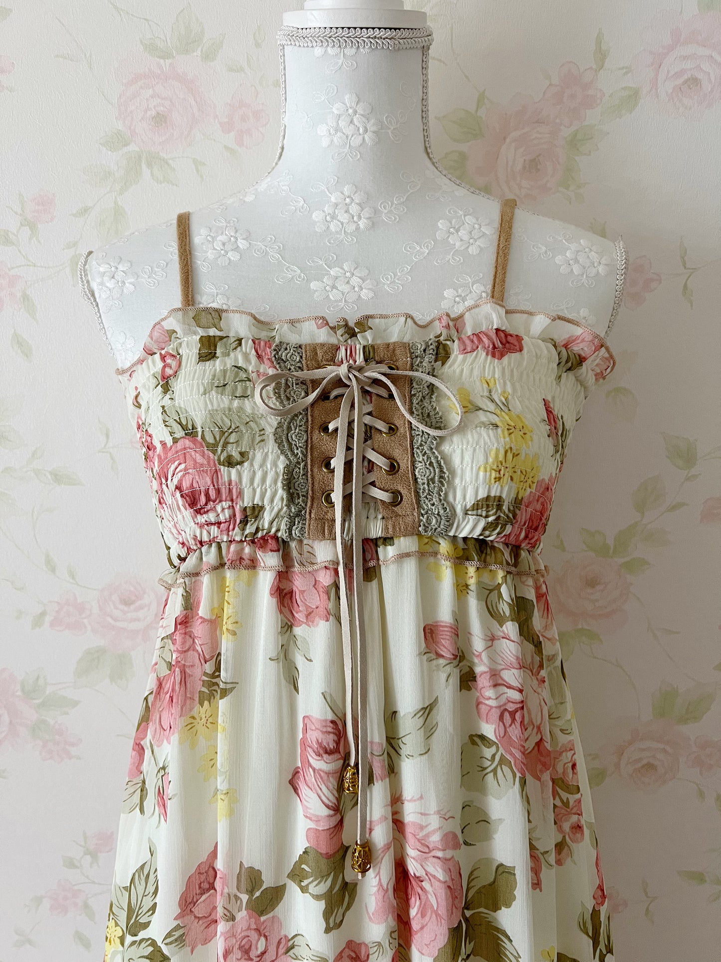 (15% OFF) Pink Mix Rose Long Chiffon Dress
