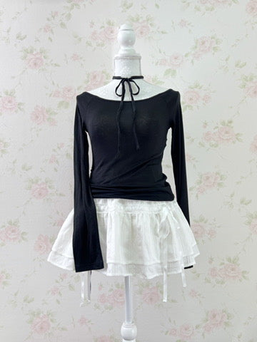 GRL Cotton Side String Skirt (White)