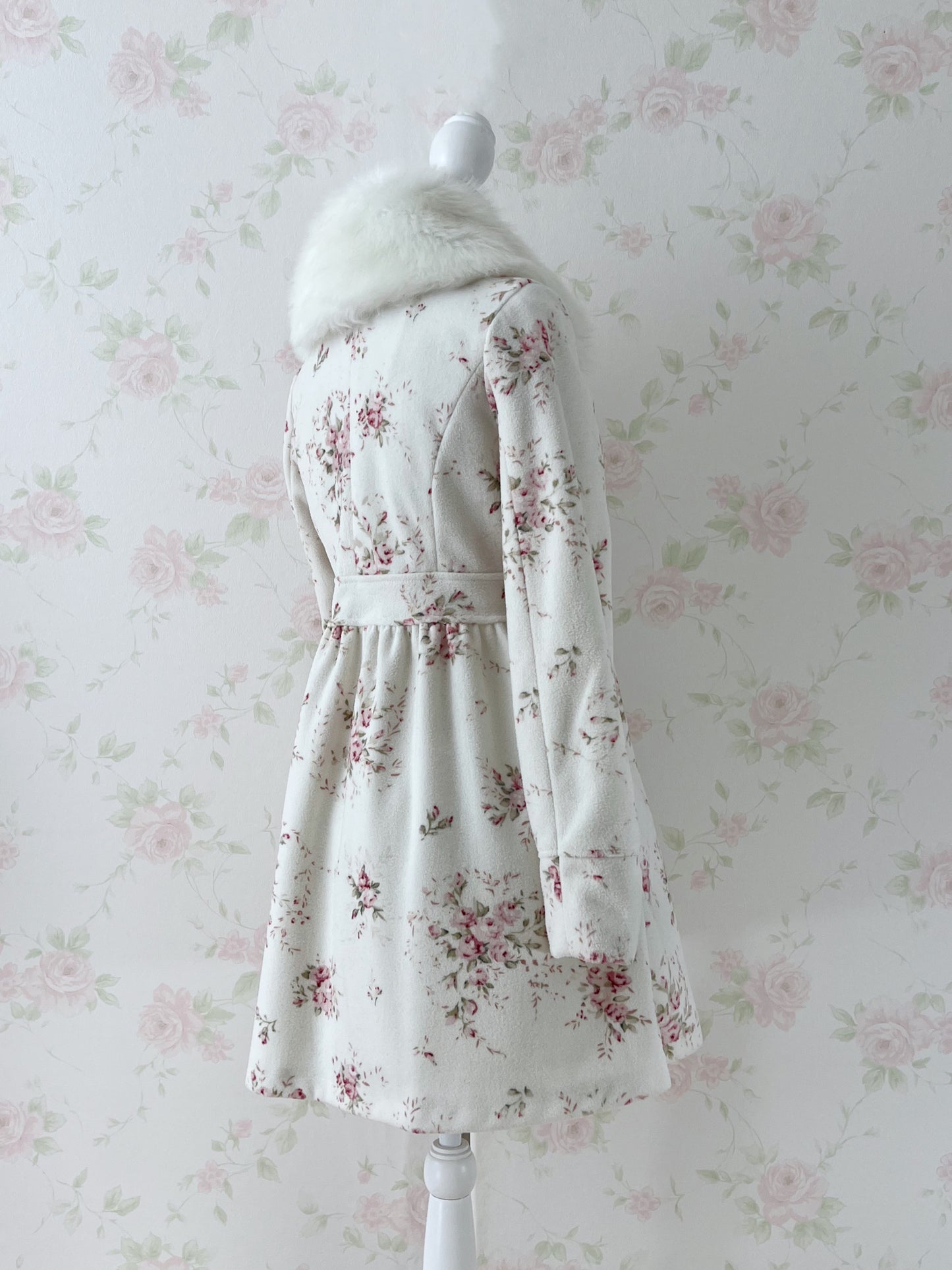 LIZ LISA Fur Collar Floral Long Coat