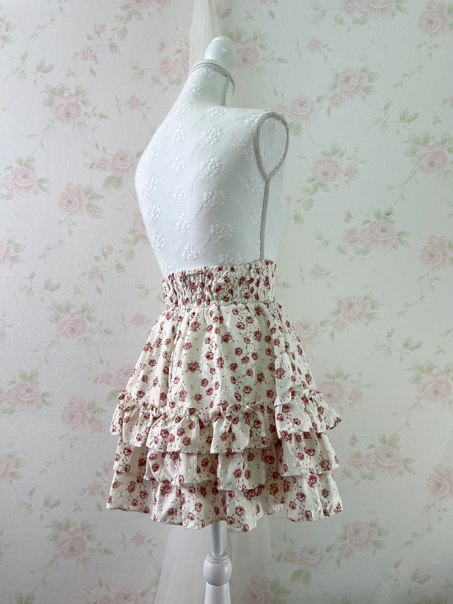 Ank Rouge Rose Lace Tiered Skirt