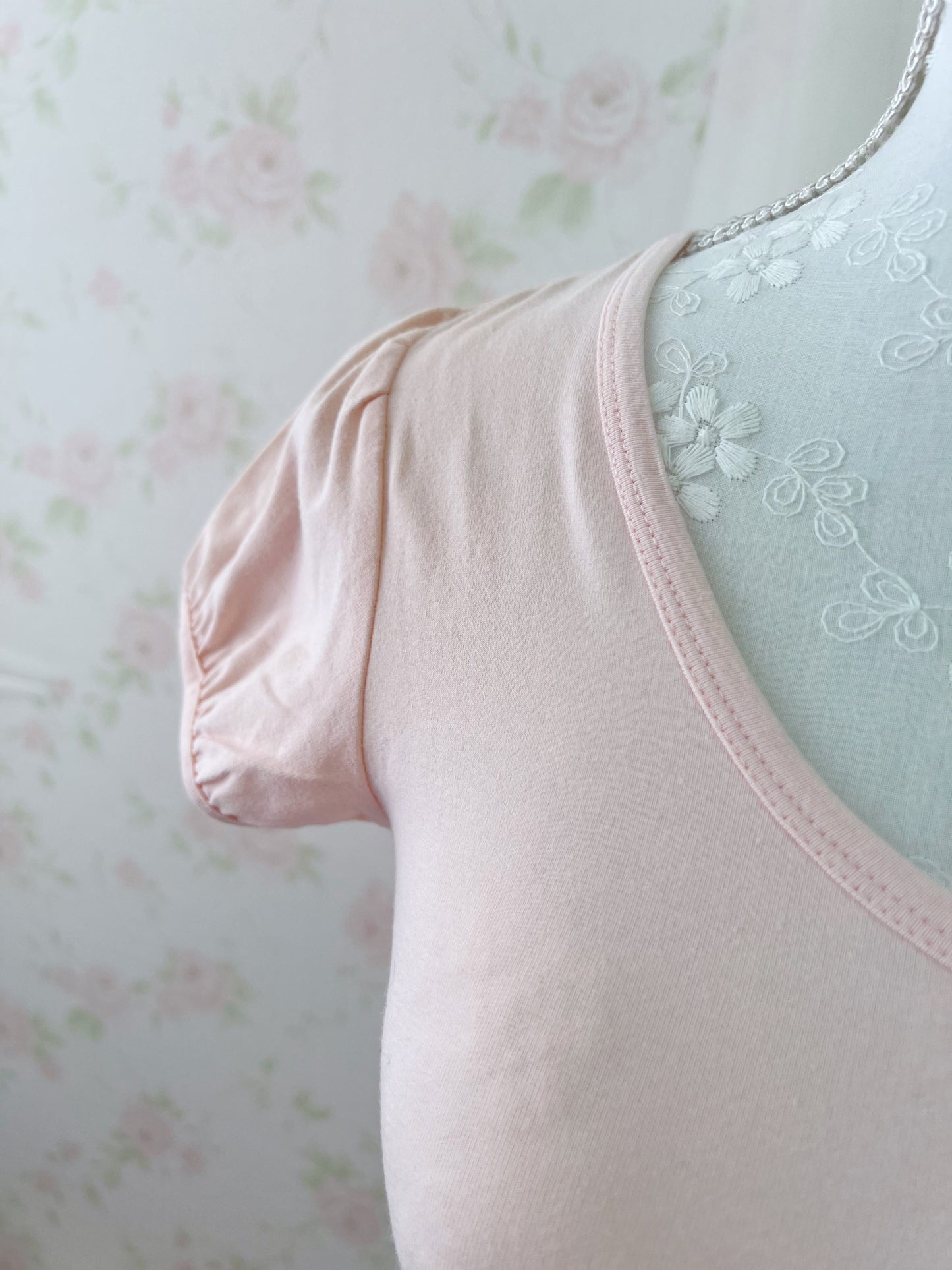 Puff Sleeved Cotton T-Shirt (Pink)
