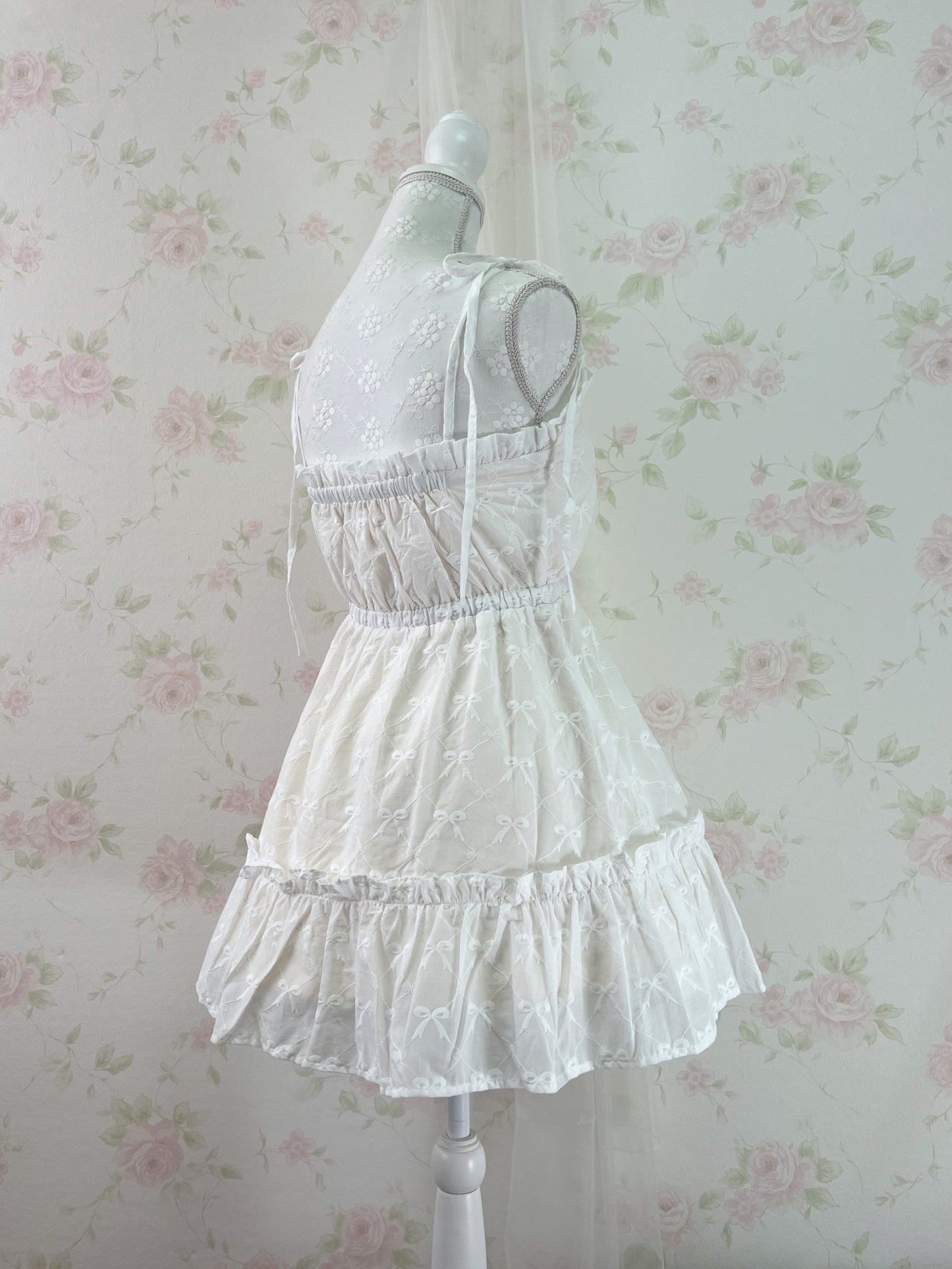 apres jour Ribbon Pattered Cotton Dress (Ivory)