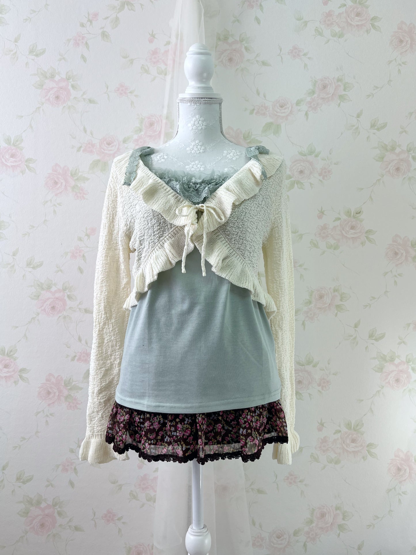 axes femme Lace Bow Camisole (Mint Green)