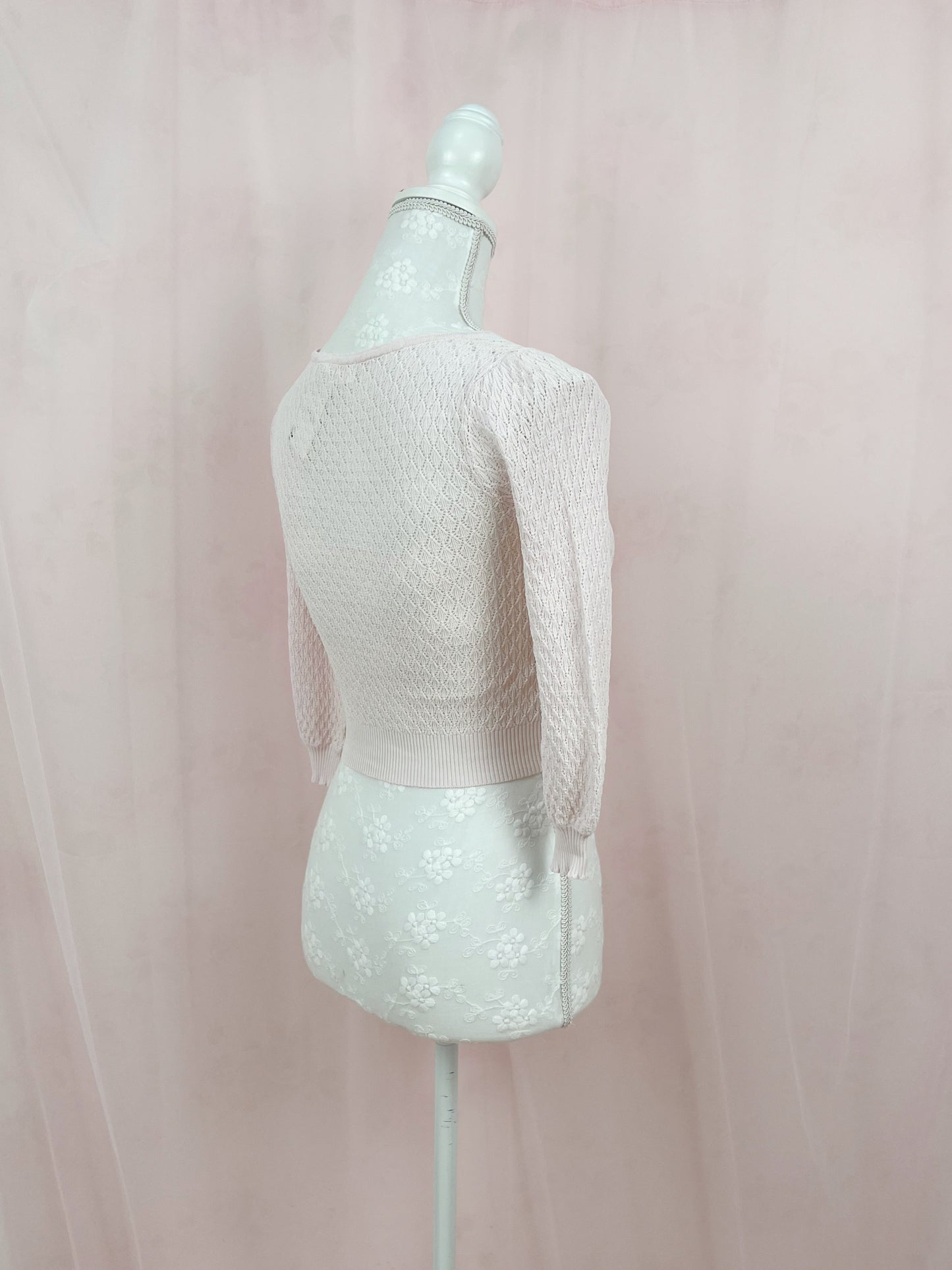 la Bala Crystal Button Cardigan (Baby Pink)