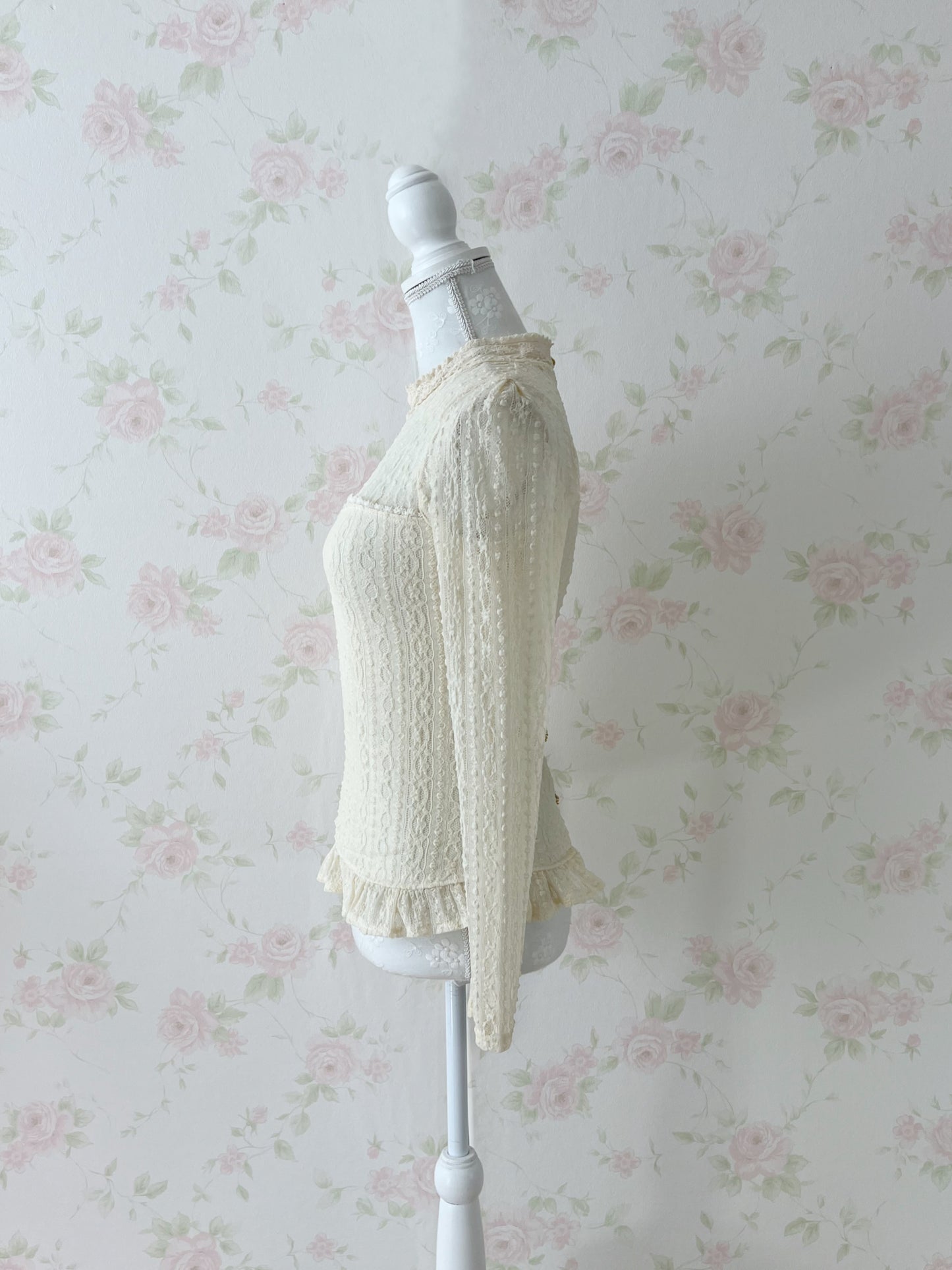 LIZ LISA Lacy Pearl Button Up Top (Ivory)