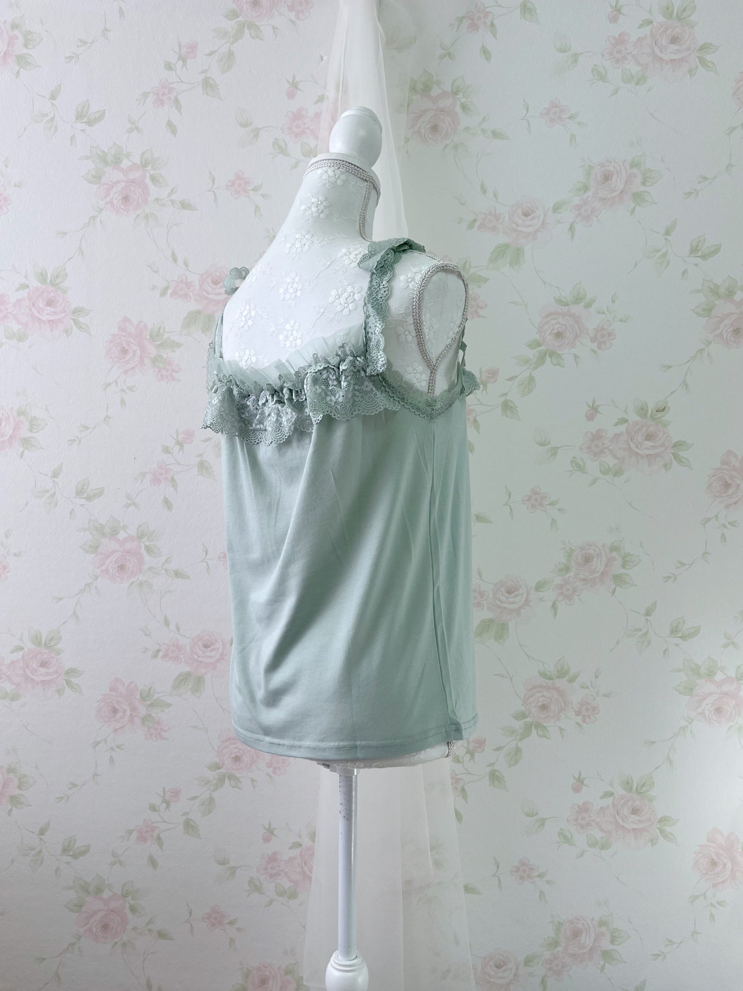 axes femme Lace Bow Camisole (Mint Green)