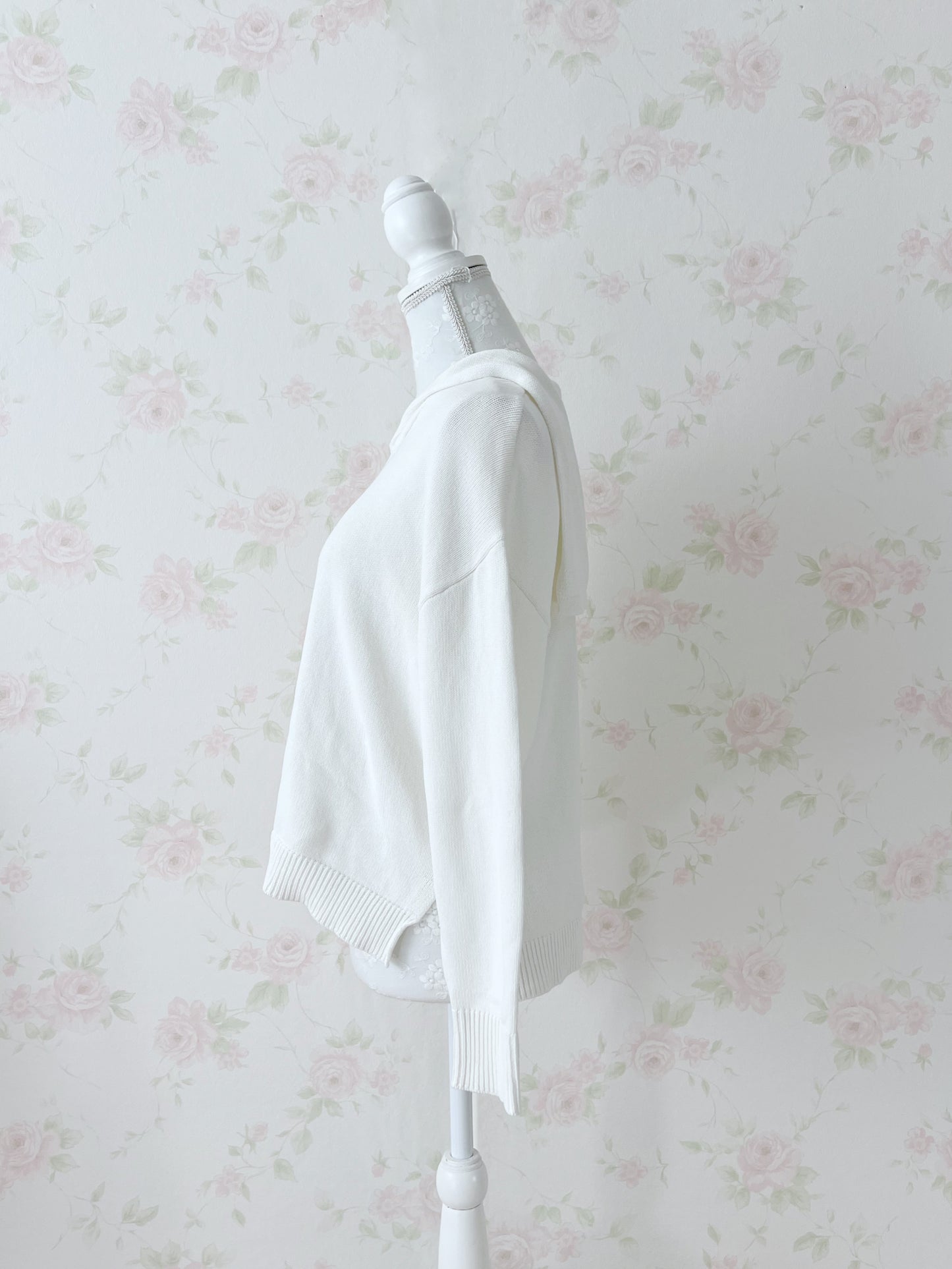 Aqua Girl Sailor Collar Cotton Top (White)