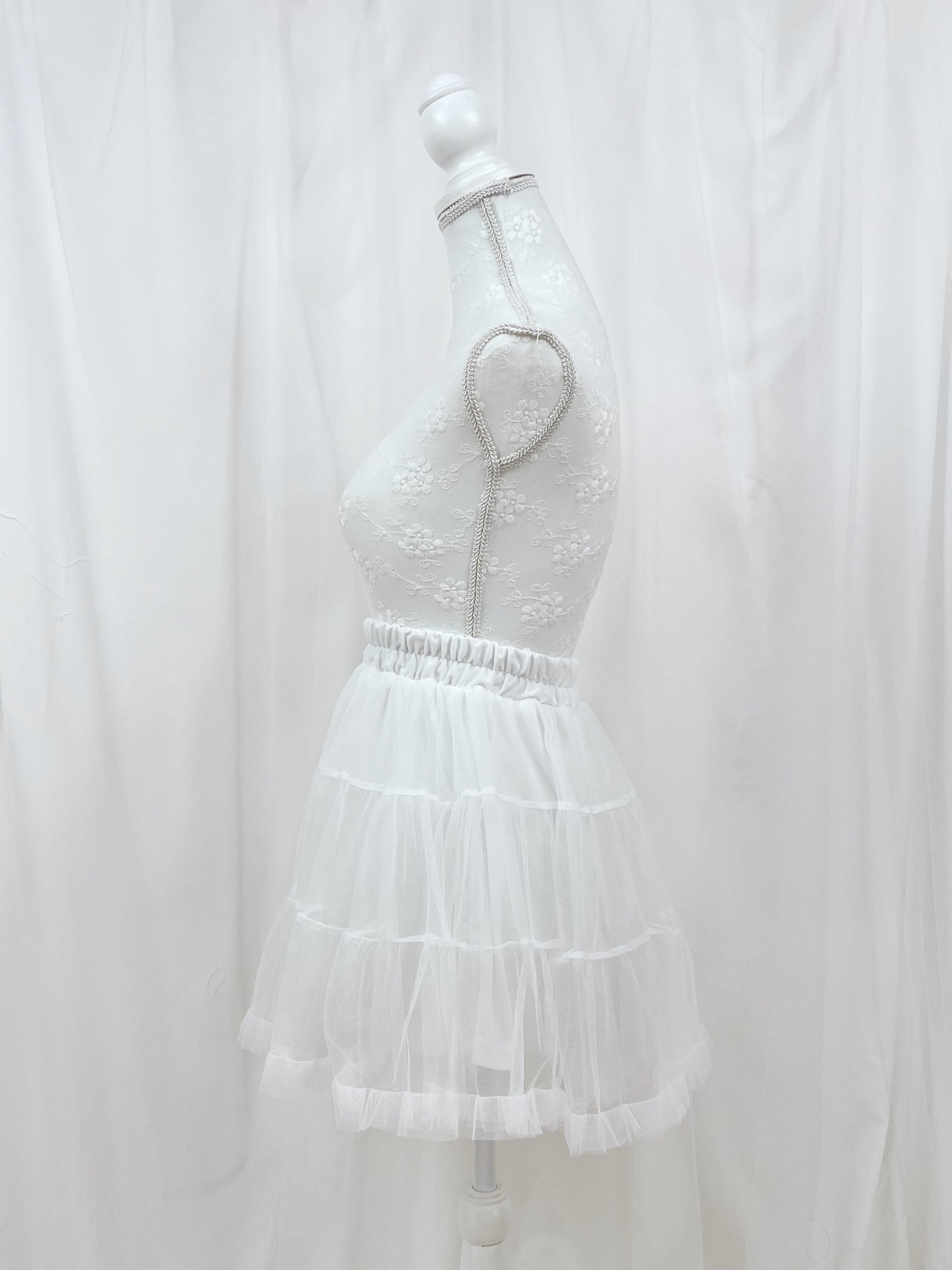 (10 % OFF) Kawaii Girly Tulle Skirt(White)