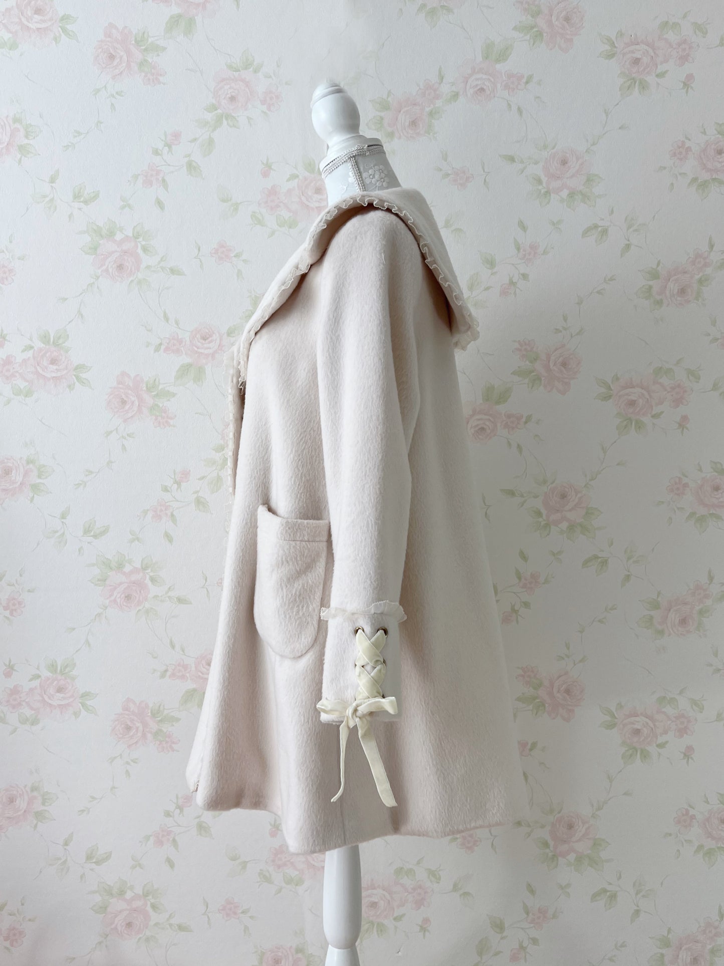 ROJITA Pearl Bijou Button Wool Mix Coat