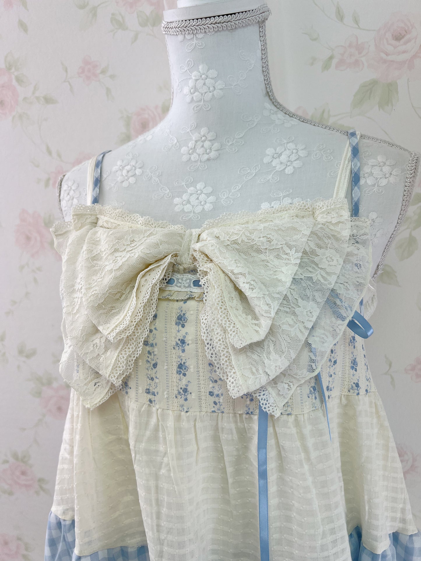 Patchwork Lace Layered Dress (Blue)