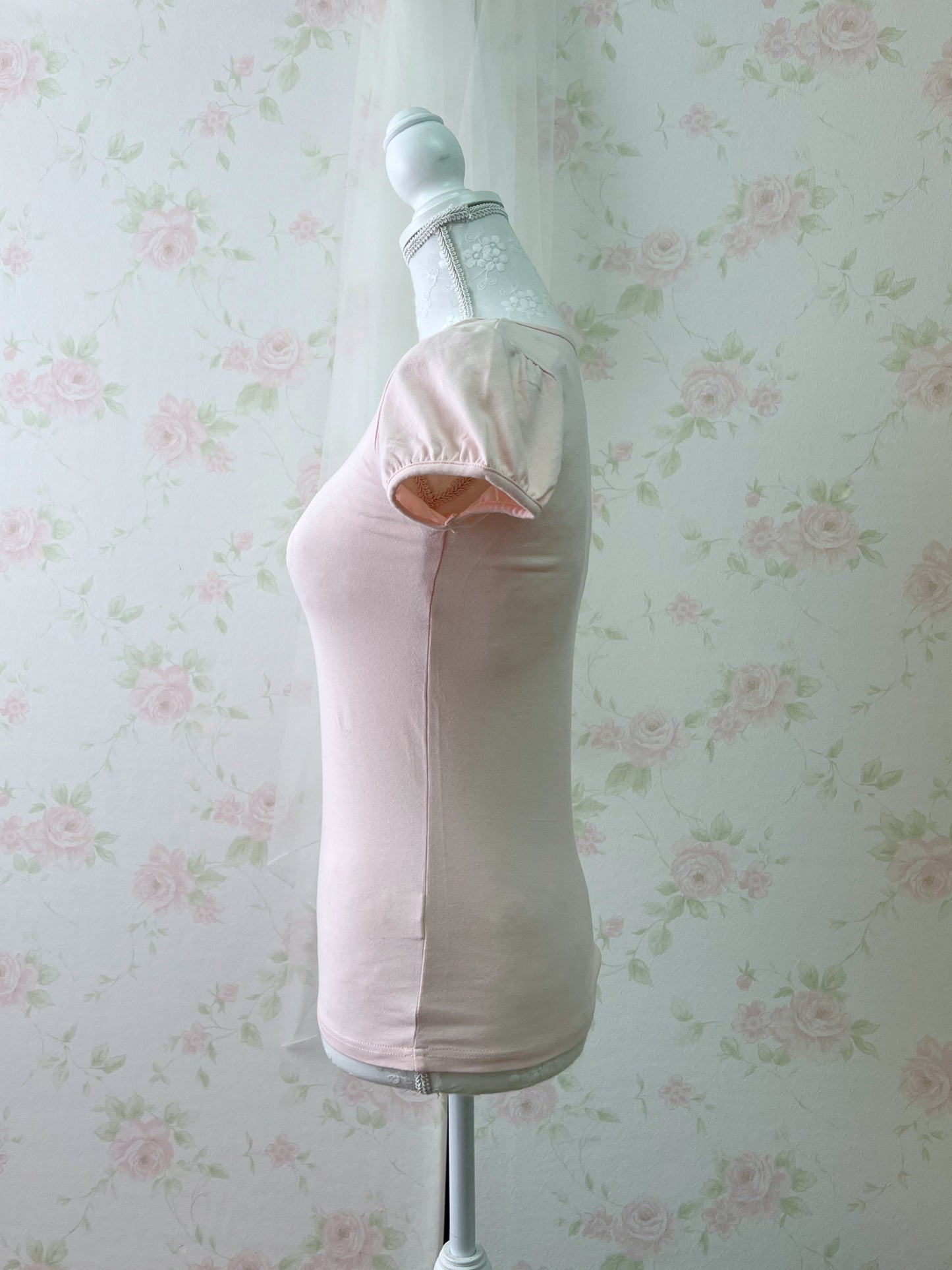 Puff Sleeved Cotton T-Shirt (Pink)