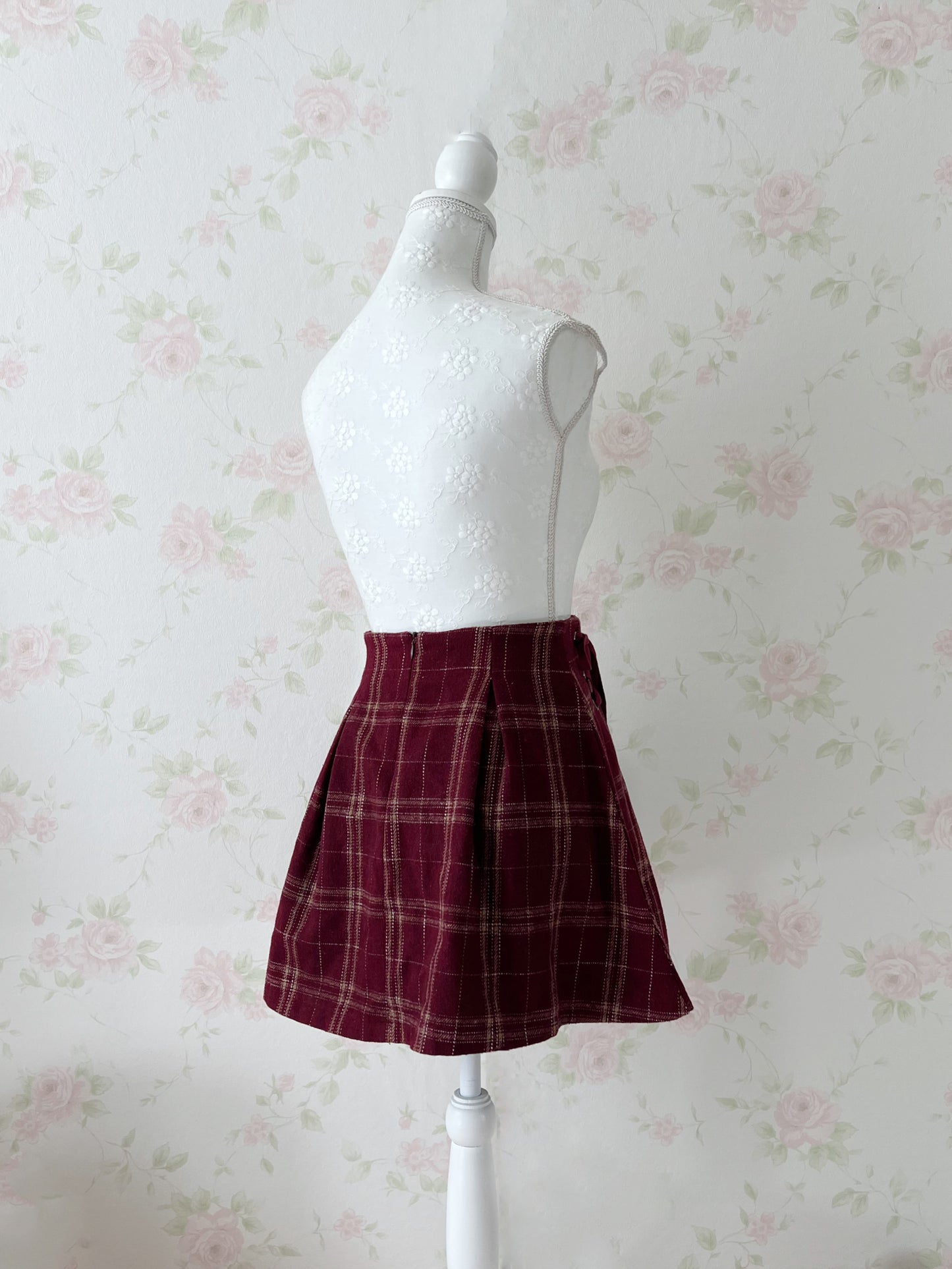 evelyn AnMILLE Checked Side Laced Up Skirt