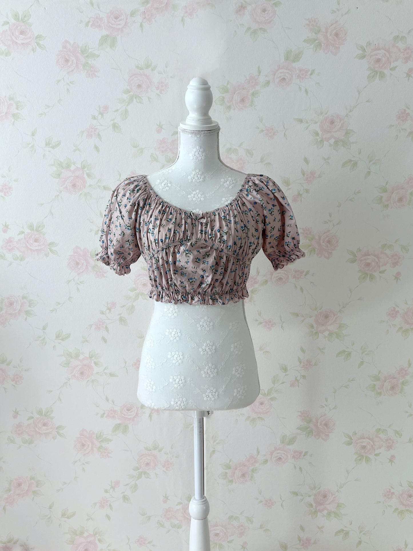 Treaturself Floral Cotton Short Top (Pink)