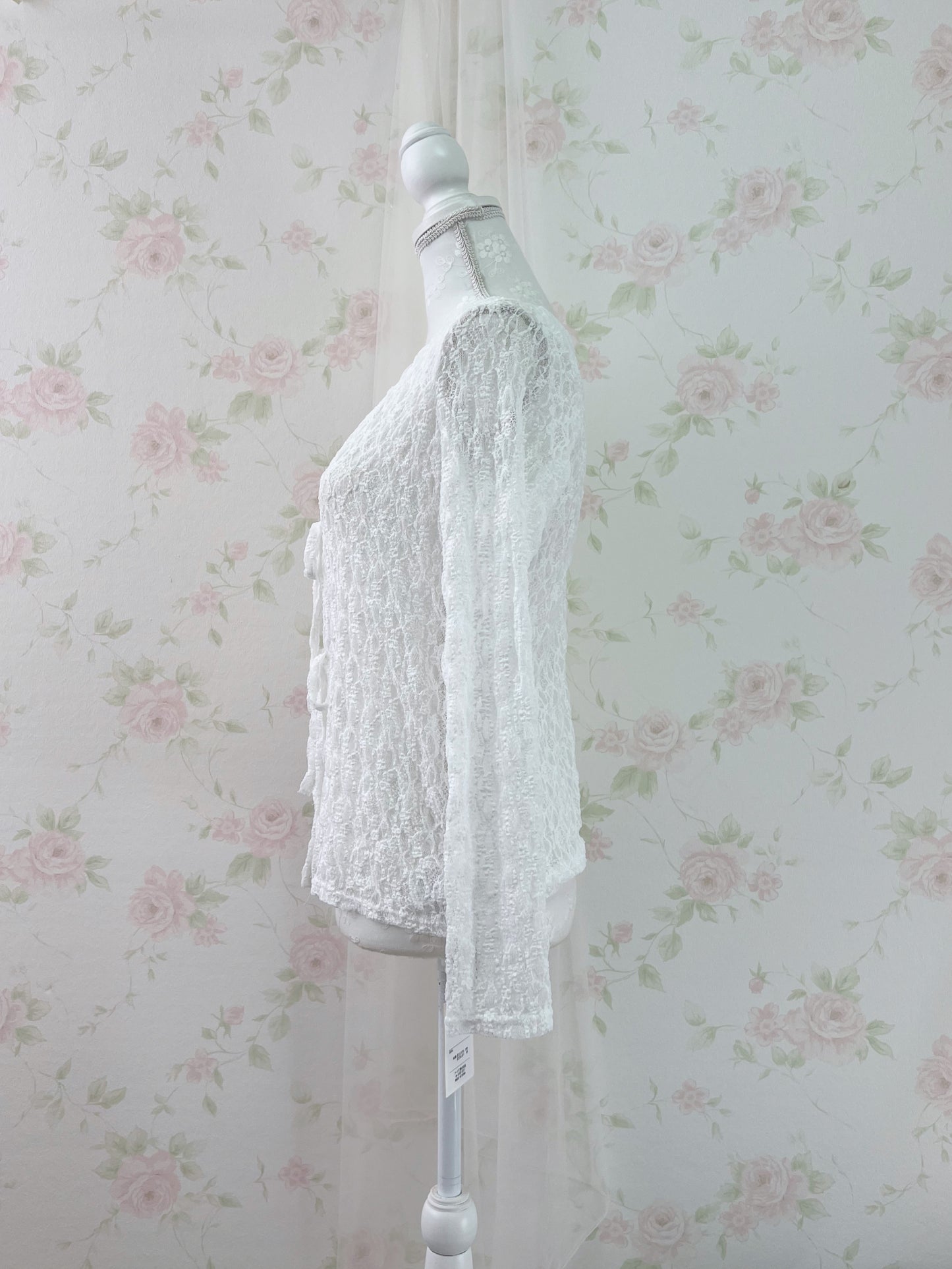 GRL Lacy Double String Cardigan (White)