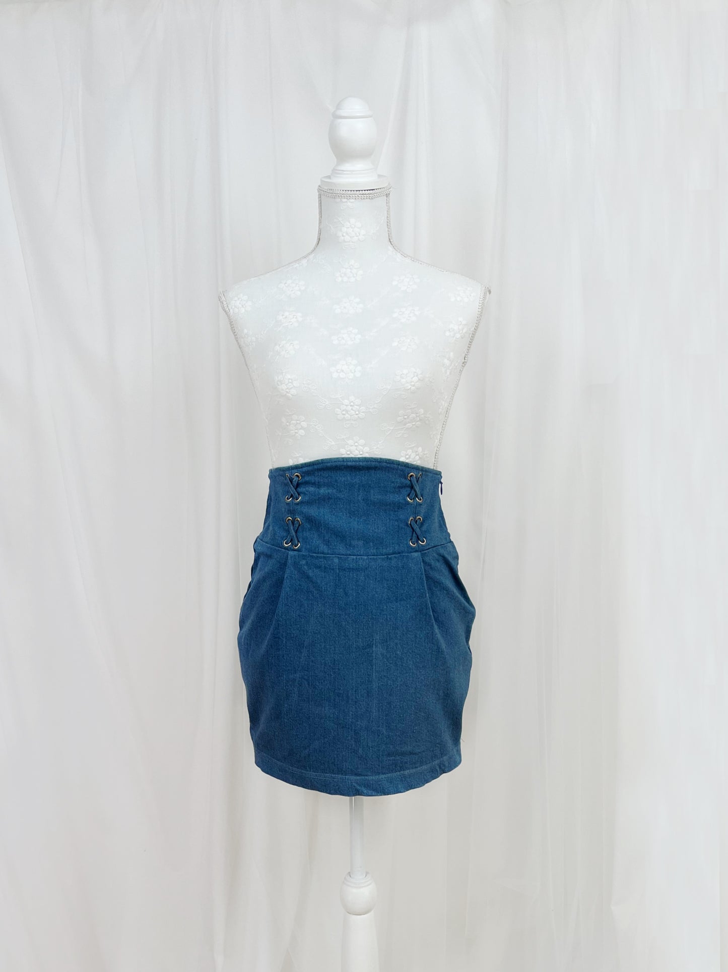 LIP SERVICE Laced Up Denim Tight Skirt