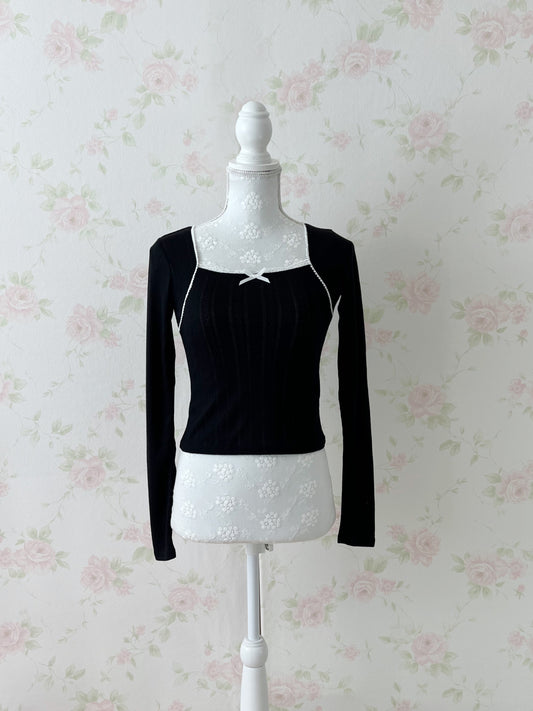 GRL Coquette Girly Top (Black)