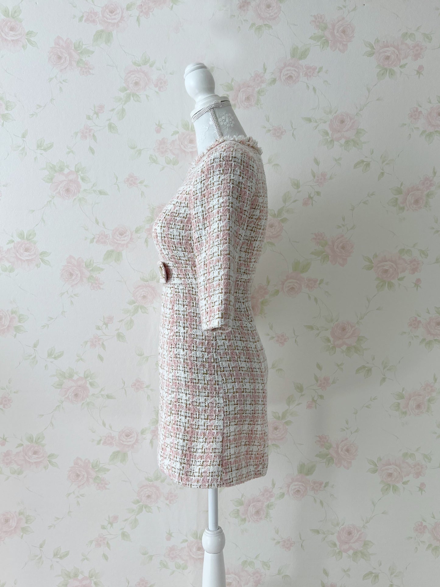 Michellmacaron Tweed Dress (Pink)