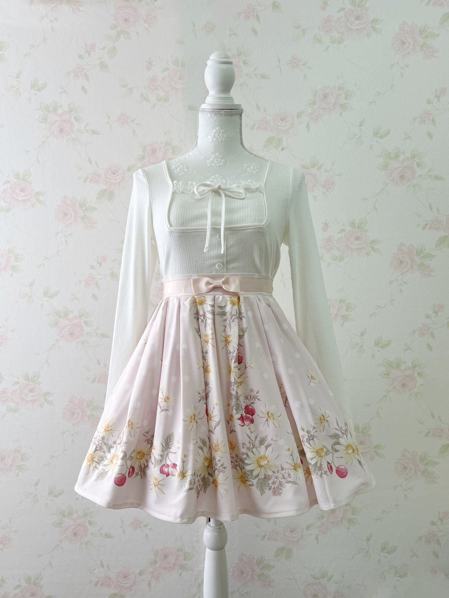 LIZ LISA Margaret Cherry Skirt (Pink)