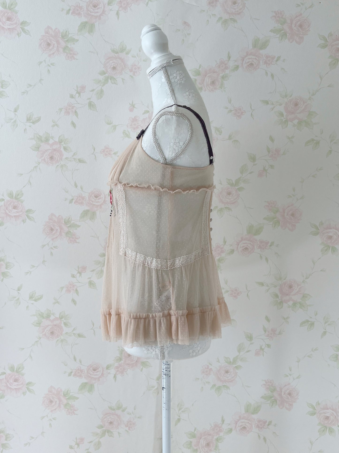 LAISSE PASSE Rose Embroidery Tulle Camisole