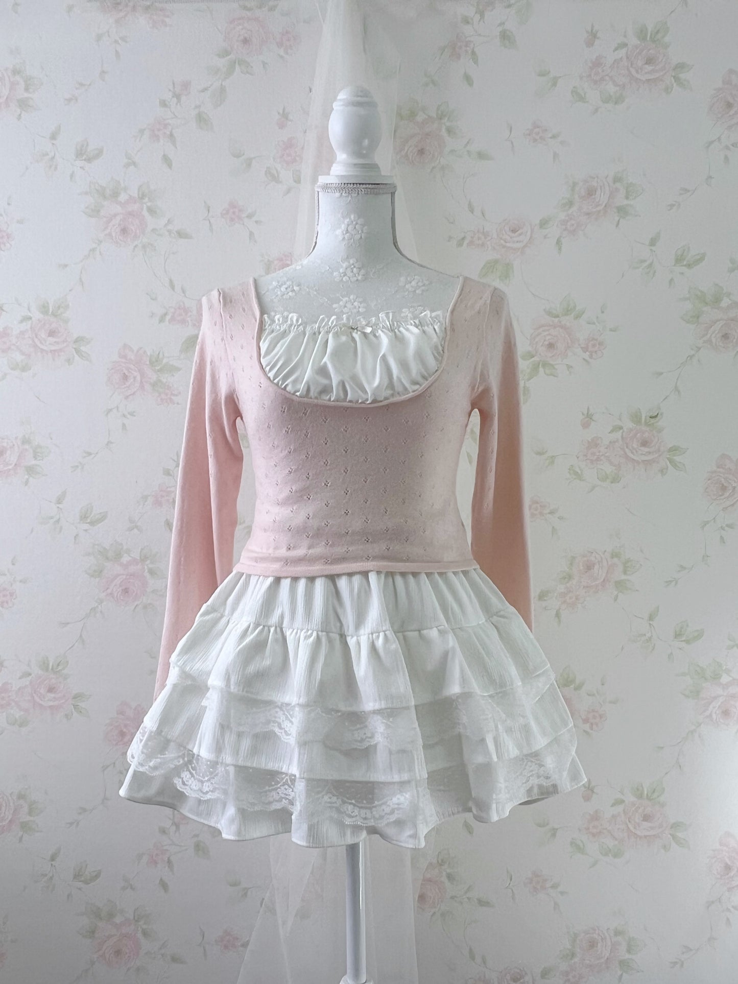 GRL Milkmaid Soft Long Sleeved Top (Pink)